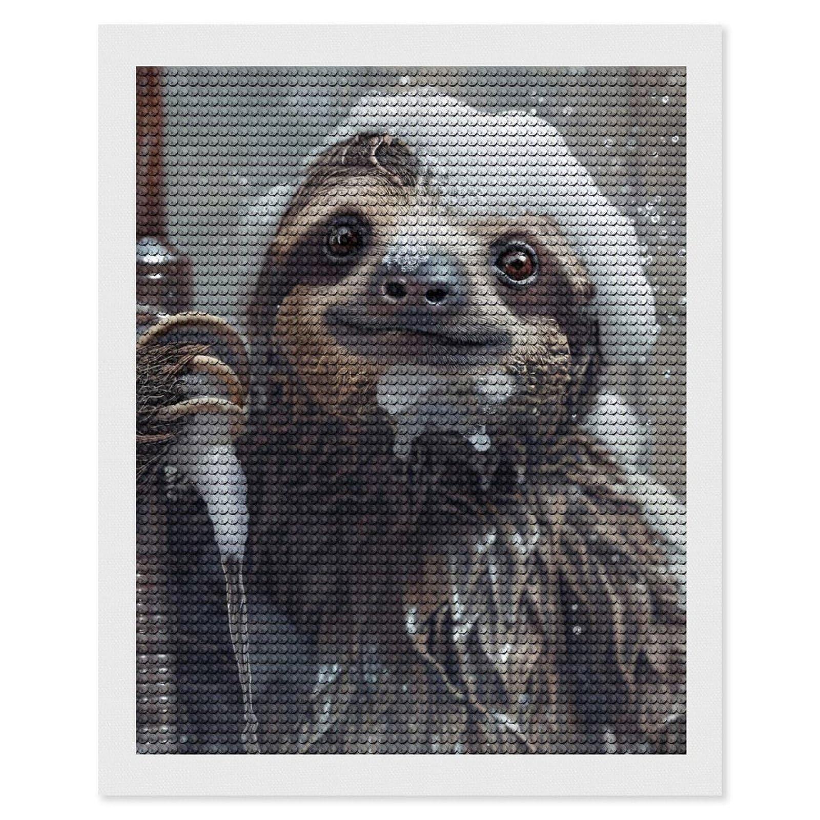 Junmoney Sloth in A Bubble Bath DIY Diamond Art Canvas Kit 16"x20", Adhesive Canvas, Easy to Enjoy, Farmhouse Decor, Festive Craft Gift