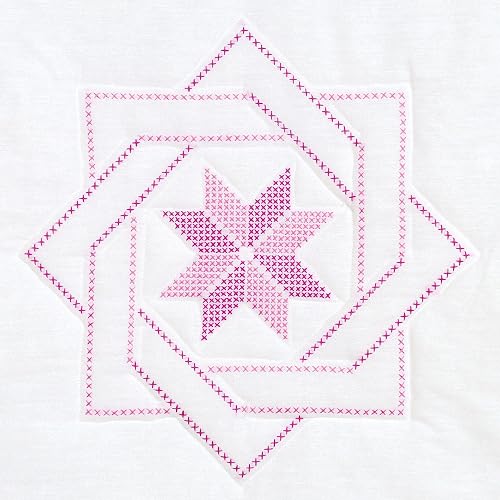 Jack Dempsey Stamped White Quilt Blocks, Woven Star (Pack of 6)