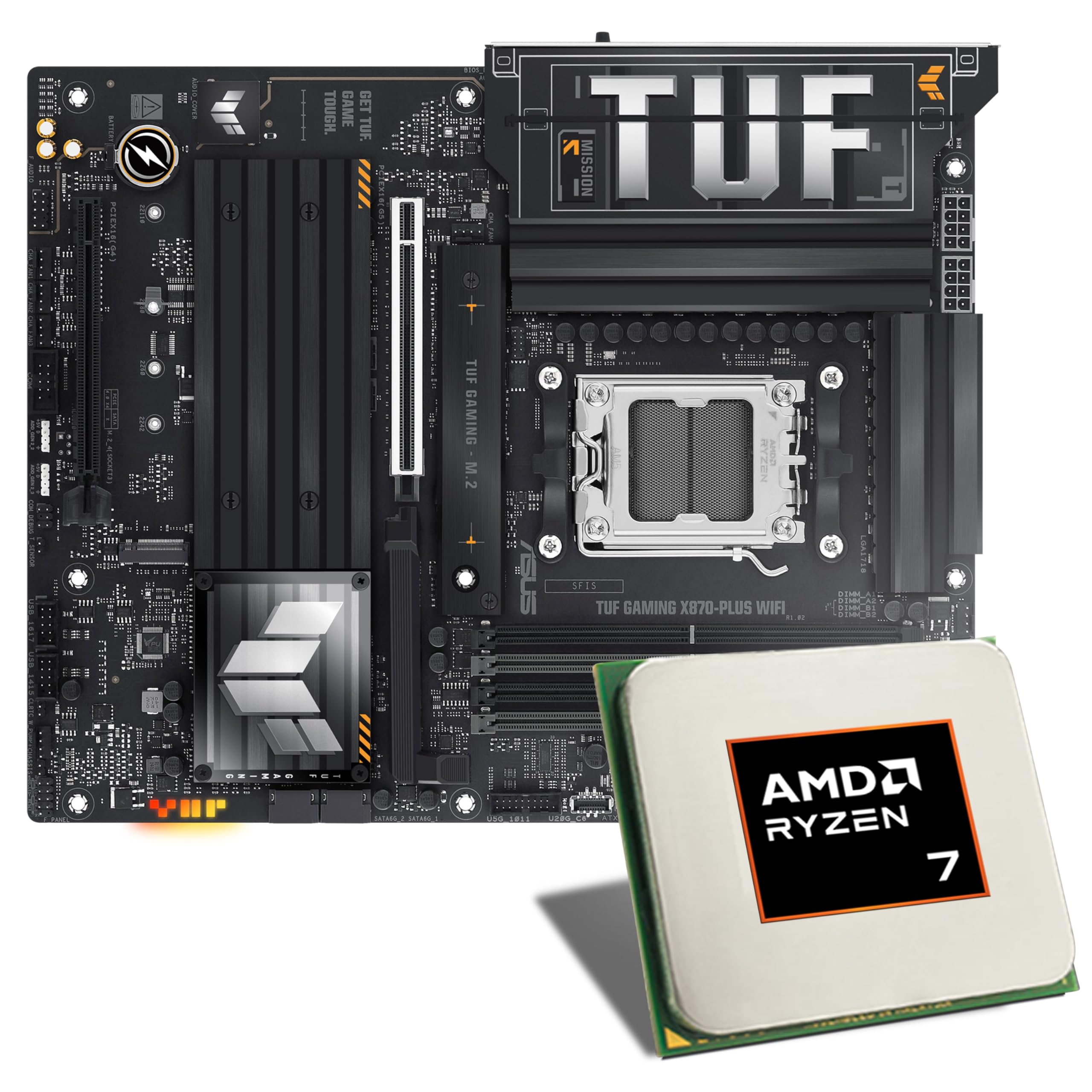 Mainboard Bundle | AMD Ryzen 7 9800X3D, 8X 4700 MHz, ASUS TUF Gaming X870-PLUS WiFi, 4X M.2 Port, PCIe 5.0 x16, USB 4 | Tuning Kit | CSL PC Aufrüstkit