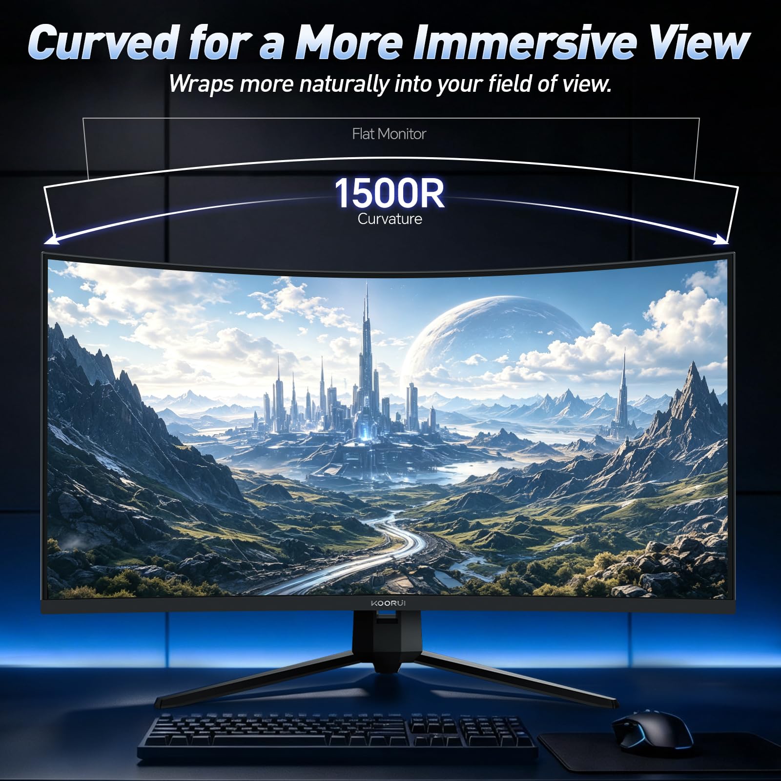Amazon.co.jp: KOORUI 31.5インチ湾曲ゲーミングモニター 170Hz 1ms