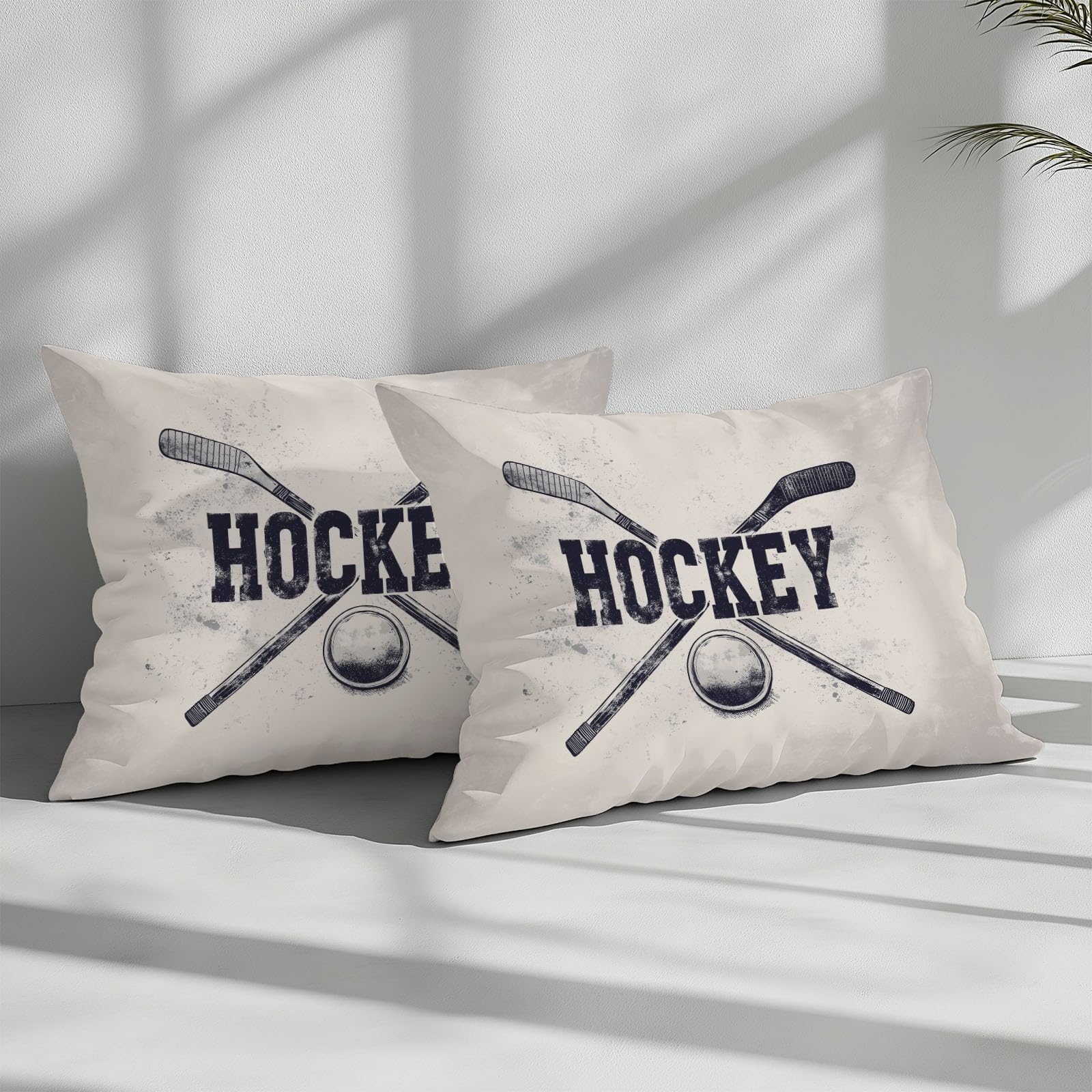 Poszwa na kołdrę 90 Logo Kij Hokejowy I Krążek Hokejowy Zestaw pościeli Miękka mikrofibra Szary Edredon Pokrowiec 150 x 200 cm do dekoracji domu i 2 poszewki na poduszkę 50 x 75 cm z zamkiem