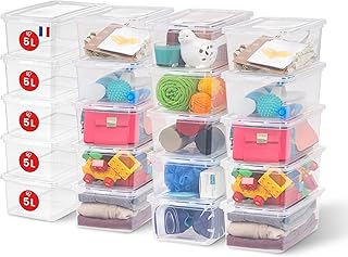 Sponsored You’re seeing this ad based on the product’s relevance to your search query.Learn more about this advertisement Iris Ohyama Set of 20 Storage Boxes, 5 L, with Lid, Stackable and Interlocking, BPA-free, CNL-5, Transparent