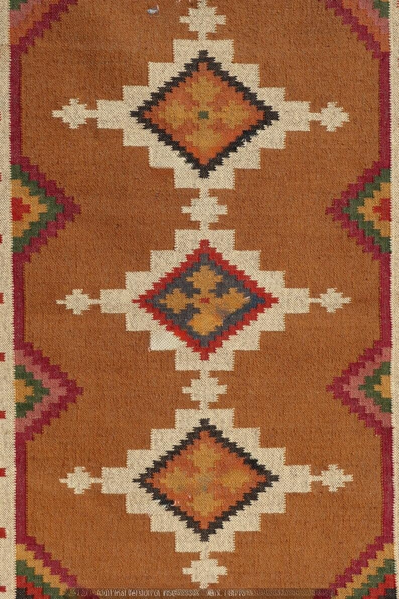 Tapis Kilim tissé à la main en laine et jute - Tribal Boho - Tissage plat (200 × 300 cm)