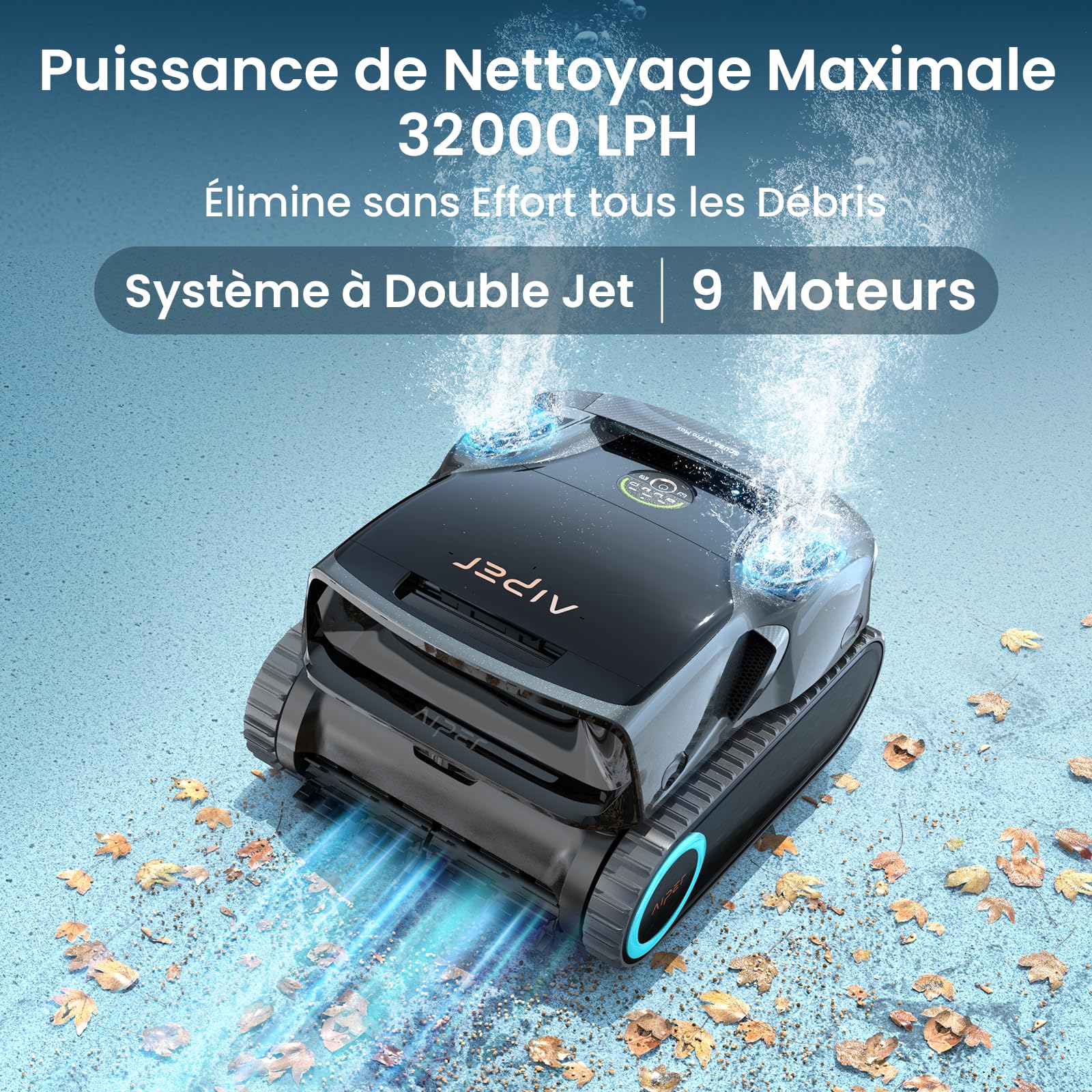 AIPER Scuba X1 Pro Max Robot Piscine Premium avec Écumeur de Surface, Cartographie Intelligente, Aspiration 32,000LPH, Filtration Ultra-Fine 3μm, Nettoyeur Piscine Enterrée Jusqu’à 300m²