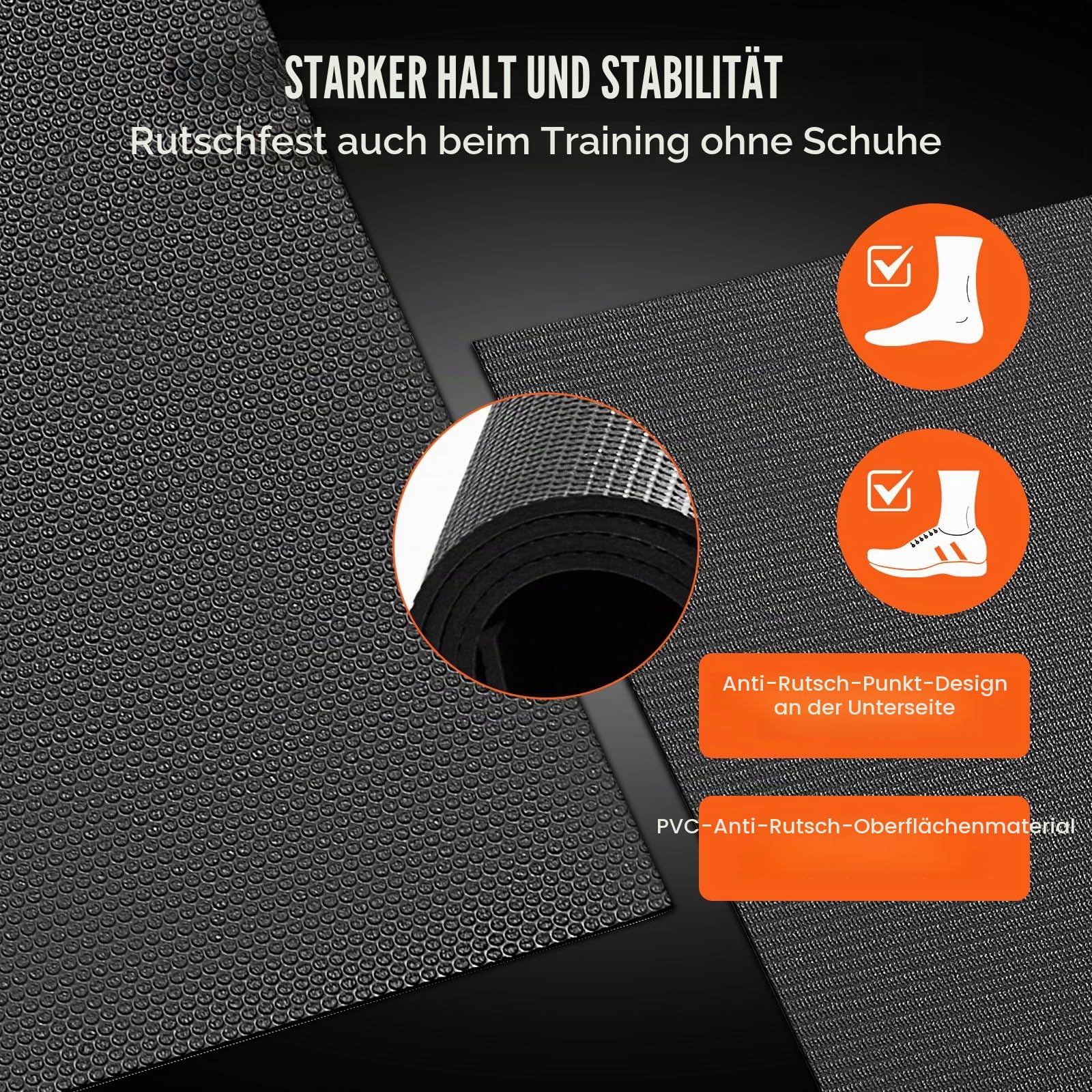 VEVOR Große Trainingsmatte, 3,5 x 1,8 m, 2,4 x 1,8 m, 2,3 x 1,8 m, 2,3 x 1,5 m, 7 mm, extra dick, rutschfest, hochdicht, Premium-Workout-Matte für Damen und Herren, Fitness- und Übungsmatte mit Tasche