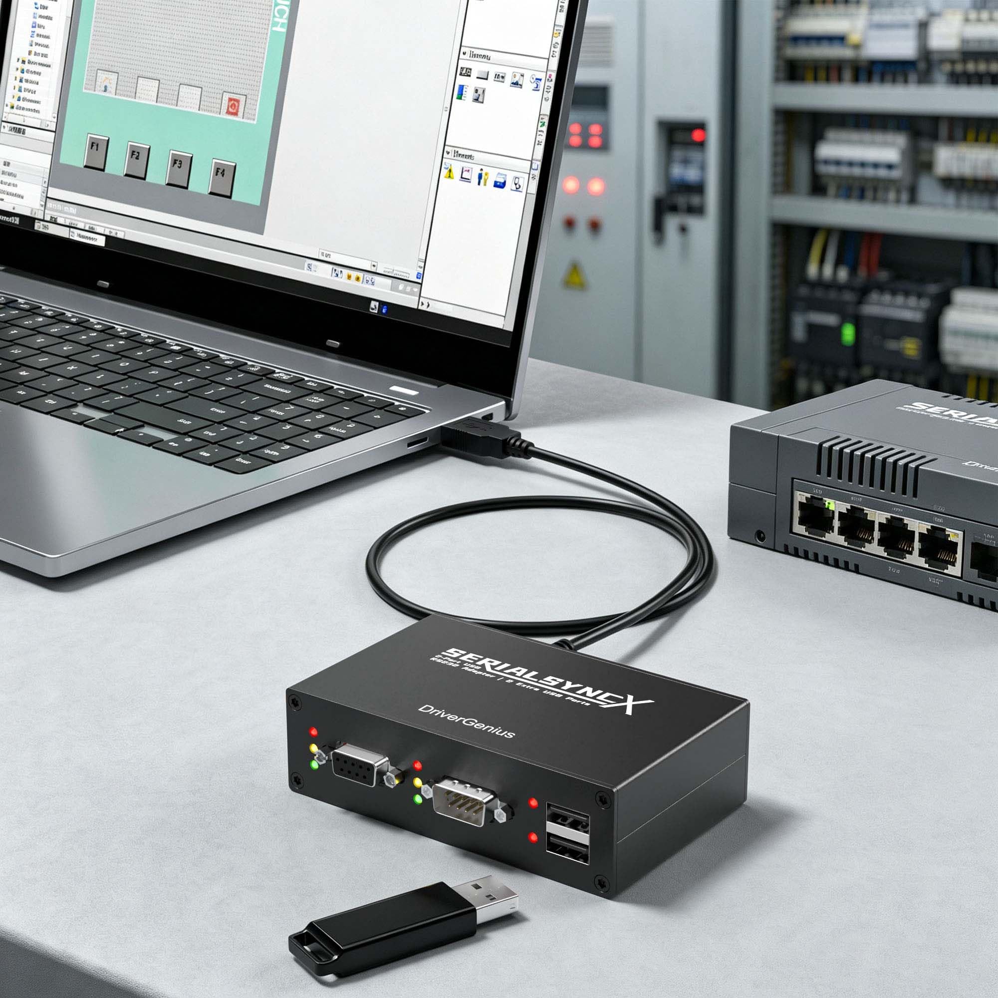 DriverGenius SerialSyncX USB auf Dual RS232 DB9 Seriell Adapter mit 2X USB