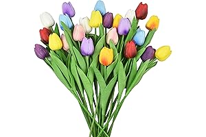 24 Pcs Real Touch PU Artificial Tulips for Home Decor