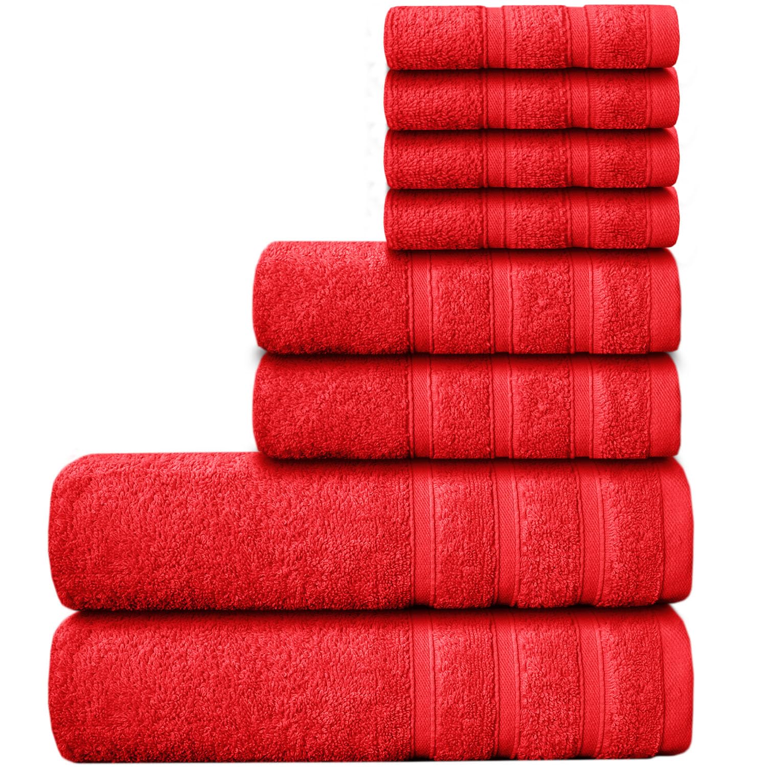 Casabella Luxury 100% Egyptian Cotton Towel Bale - 8 Pieces - 550 Gsm Xlarge Sizes_Red_8 Pieces Set