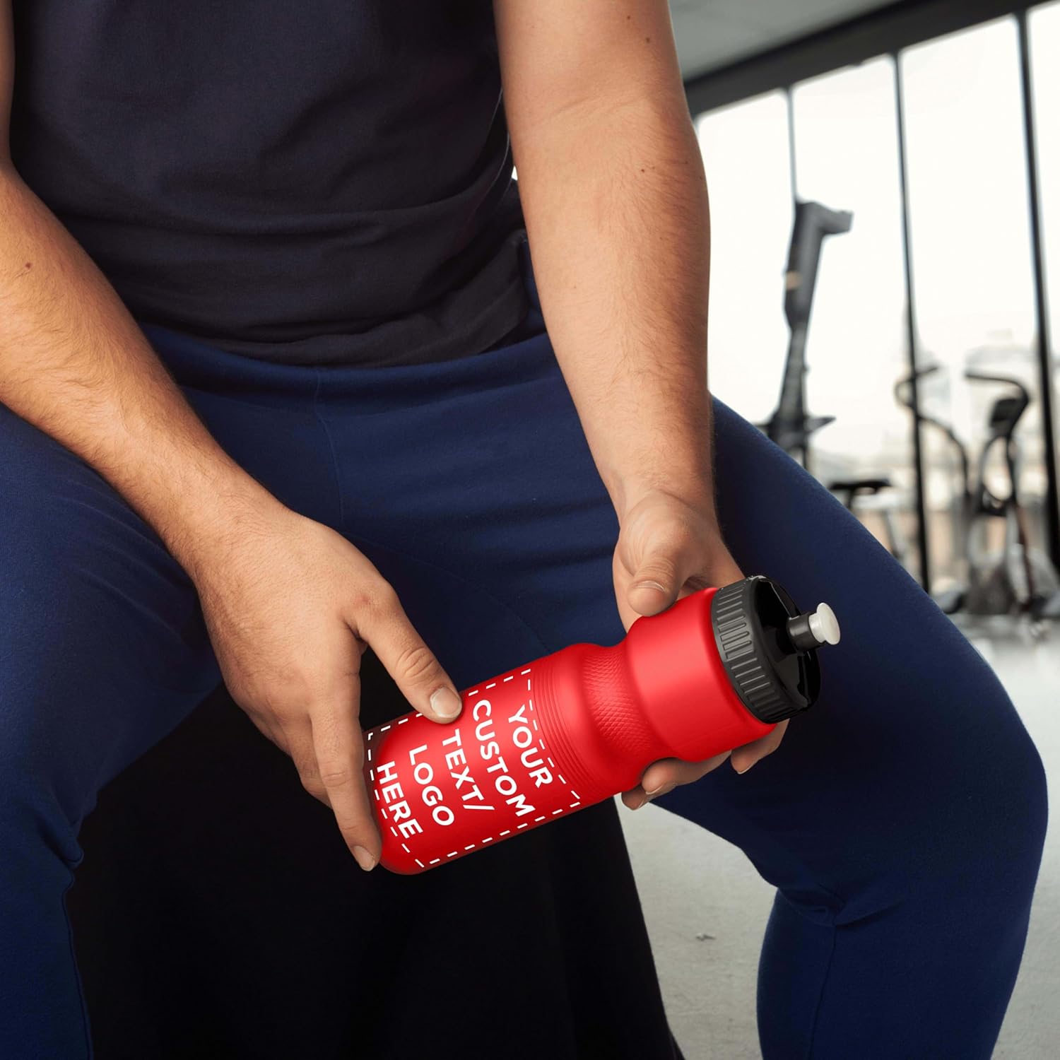 DISCOUNT PROMOS 28 oz. Custom Push Cap Plastic Water Bottles Set of 10, Personalized Bulk Pack - Perfect for Gym, Hiking, Camping, Outdoor Sports - Red - Image 7