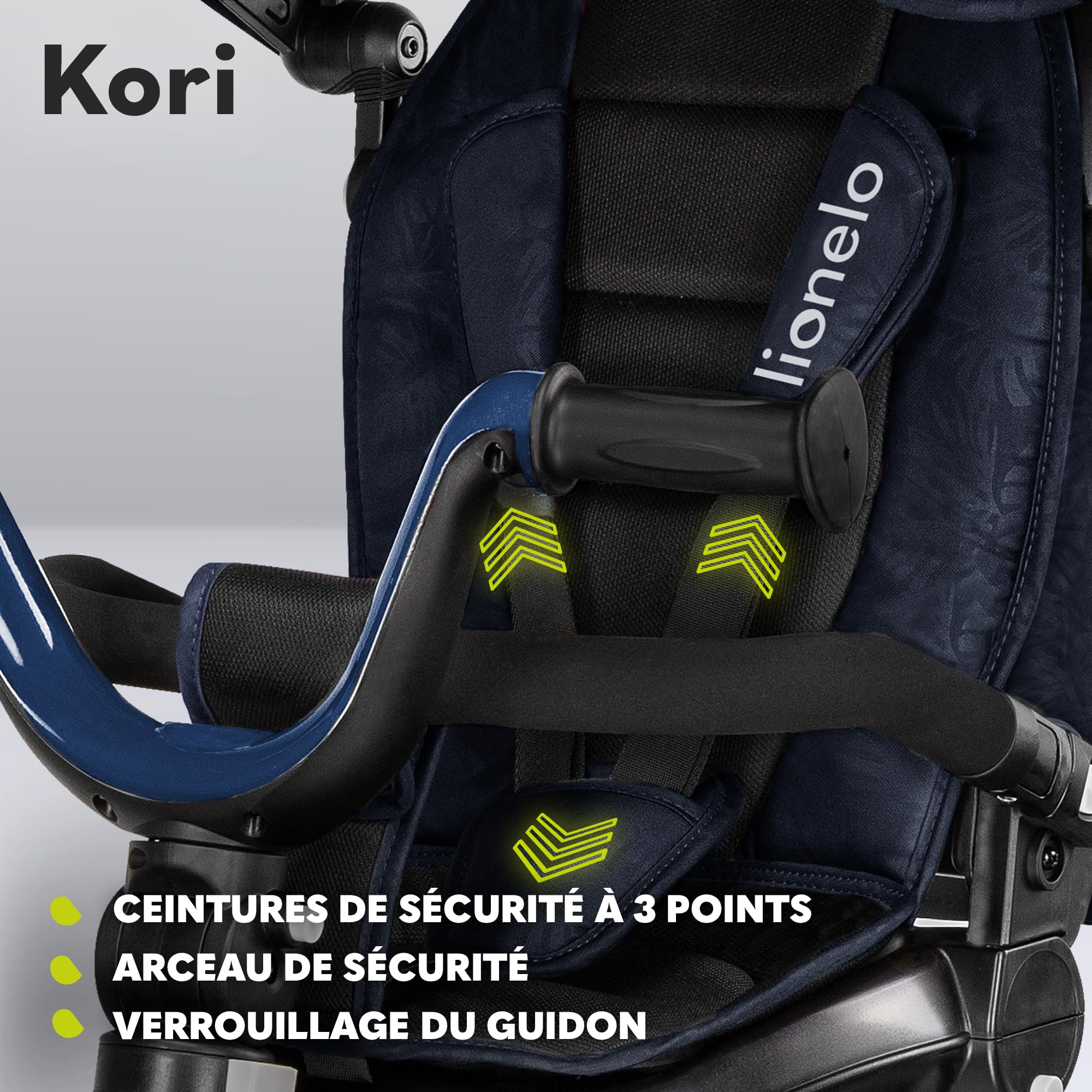 LIONELO Kori 2en1 Tricycle bébé évolutif de 1,5 jusqu'à 25 kg, siège Rotatif à 360 degrés, Roue Libre Dossier réglable, Porte-gobelet, Sac fermé, 2 paniers spacieux