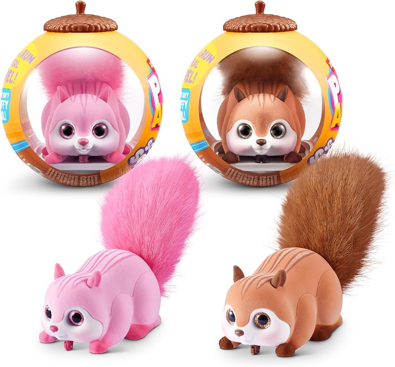 Scurry'n Squirrel (Pink+Brown) 2 Pack by ZURU – Interactive Robotic Pet Toy, Moving Squirrel with Realistic Movements and Sounds, Ages 2+, Child Toddler