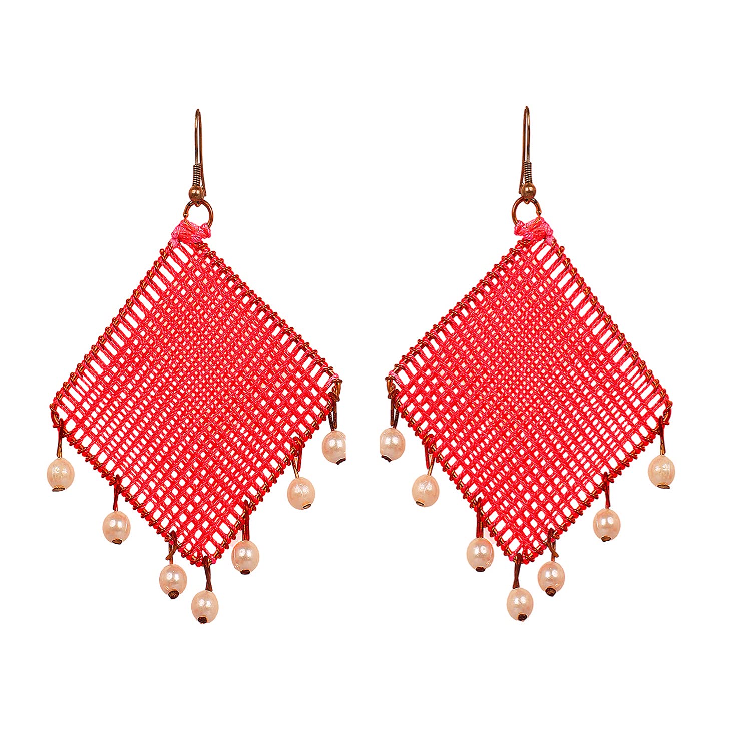 SM FASHION Stylish Red Color Silk Thread Earrings | Earrings For Women & Girls Use Every Wear Fabric Ear Thread Fabric Drops & Danglers (B09CTTN935) Amazon Price History, Amazon Price Tracker
