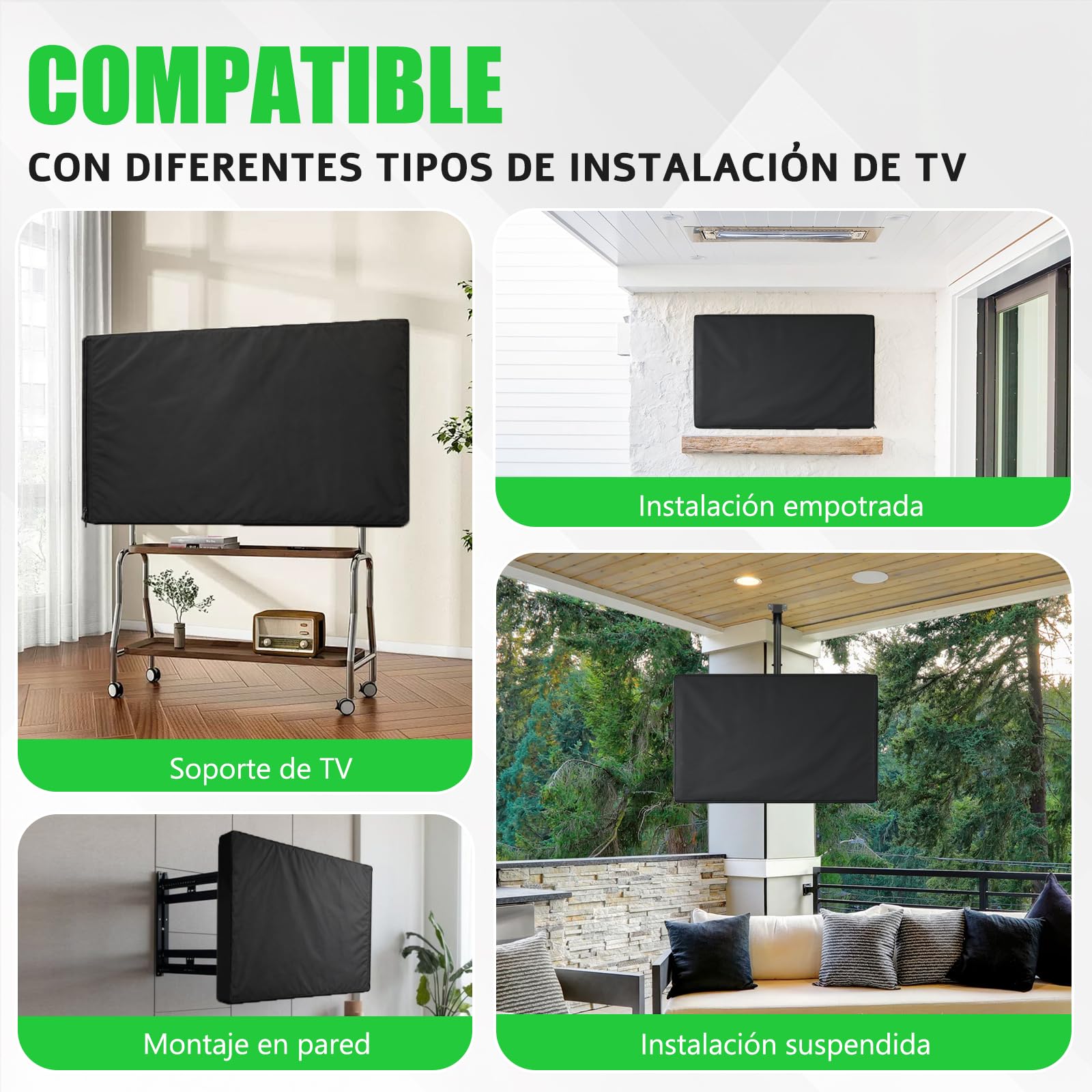 Funda TV Exterior 48-50 Pulgadas, Cubierta Protectora para Televisor de Tela Oxford 600D, Impermeable y Resistente a la Intemperie, con Cremallera y Bolsillo para Mando a Distancia
