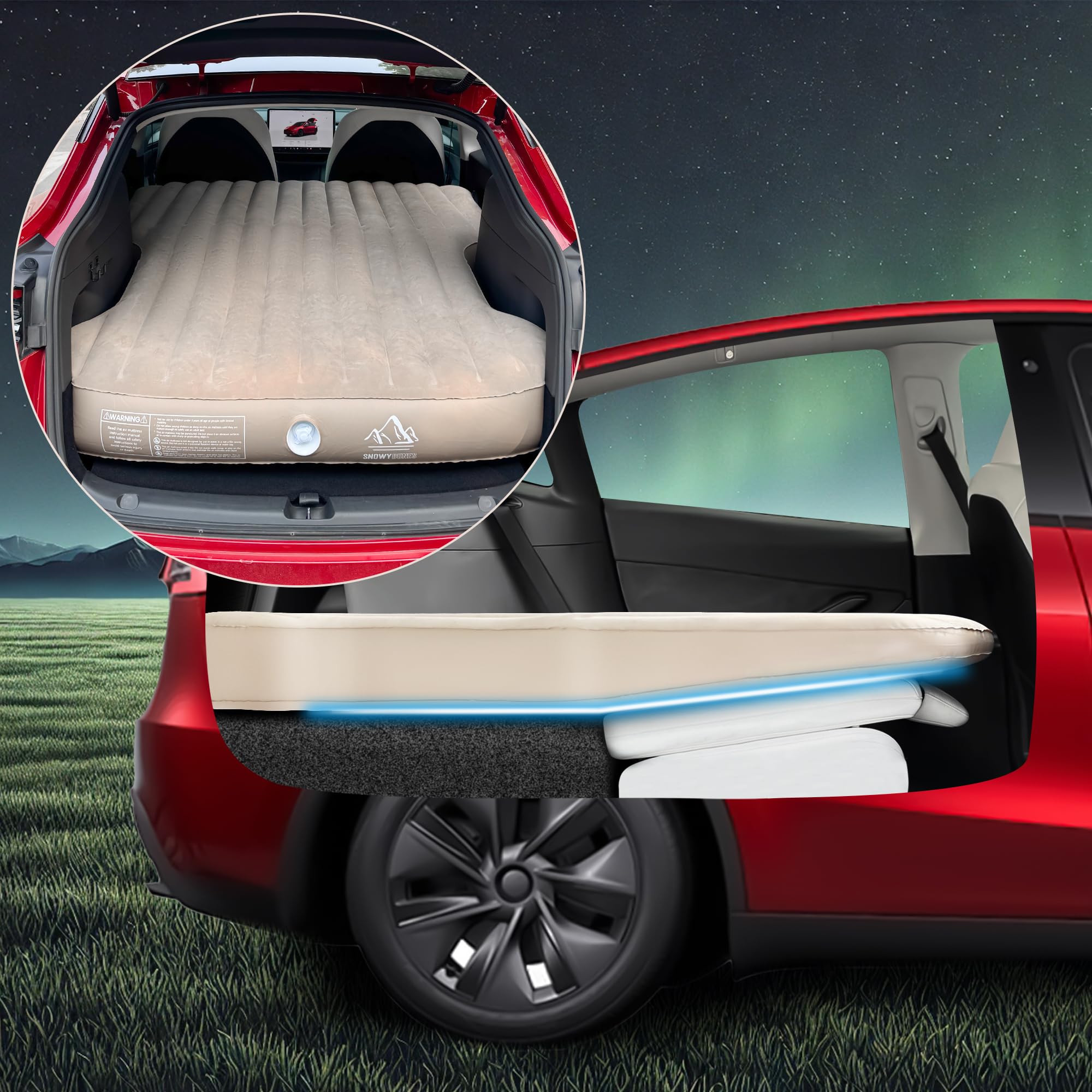 Tesla Model Y 専用 エアーマットレス Amazon.com : Snowy Dunes Perfect Slope Tesla Model Y Air Mattress
