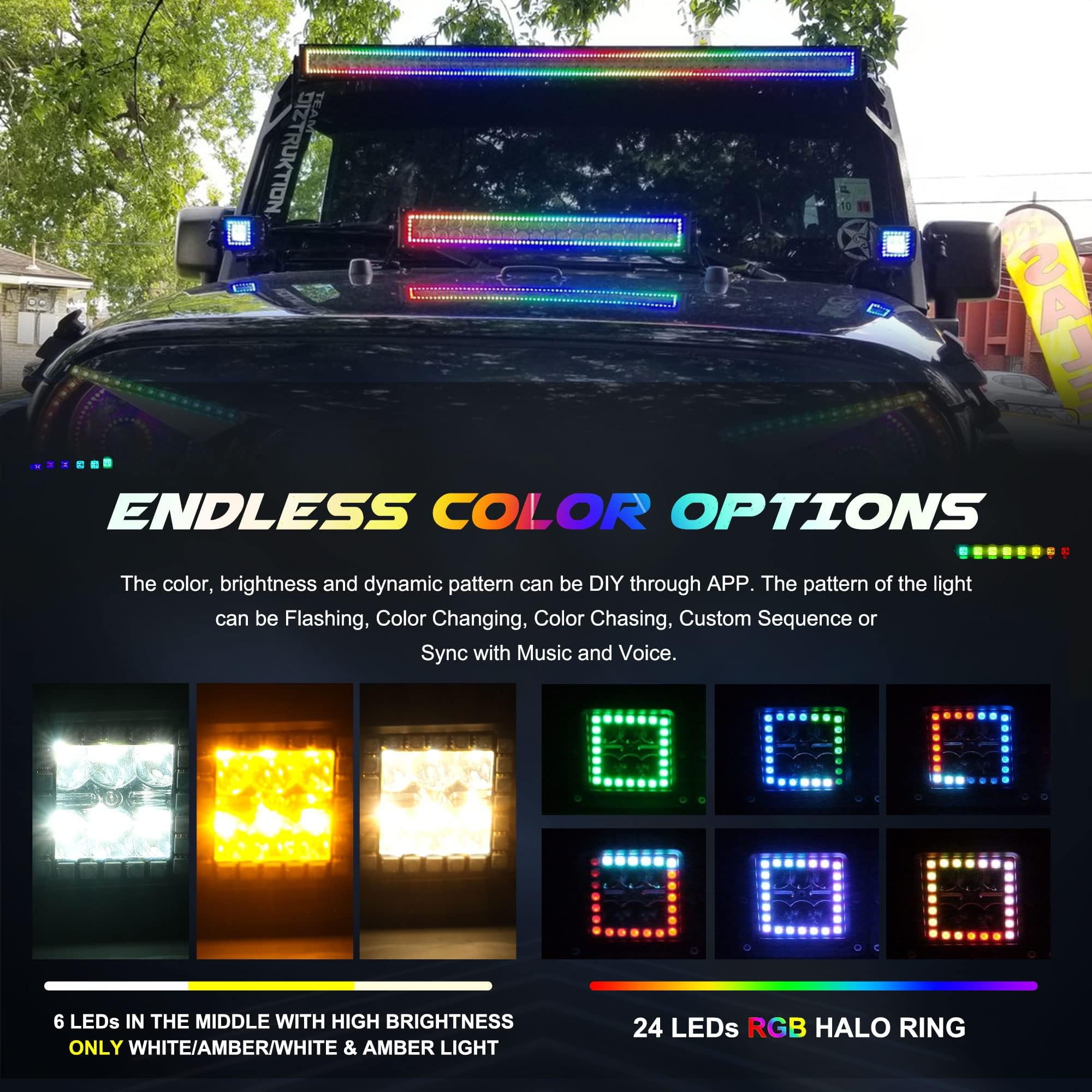 Amazon | SLARY 4個 4インチ LED 作業灯 スポットホワイト/アンバー 