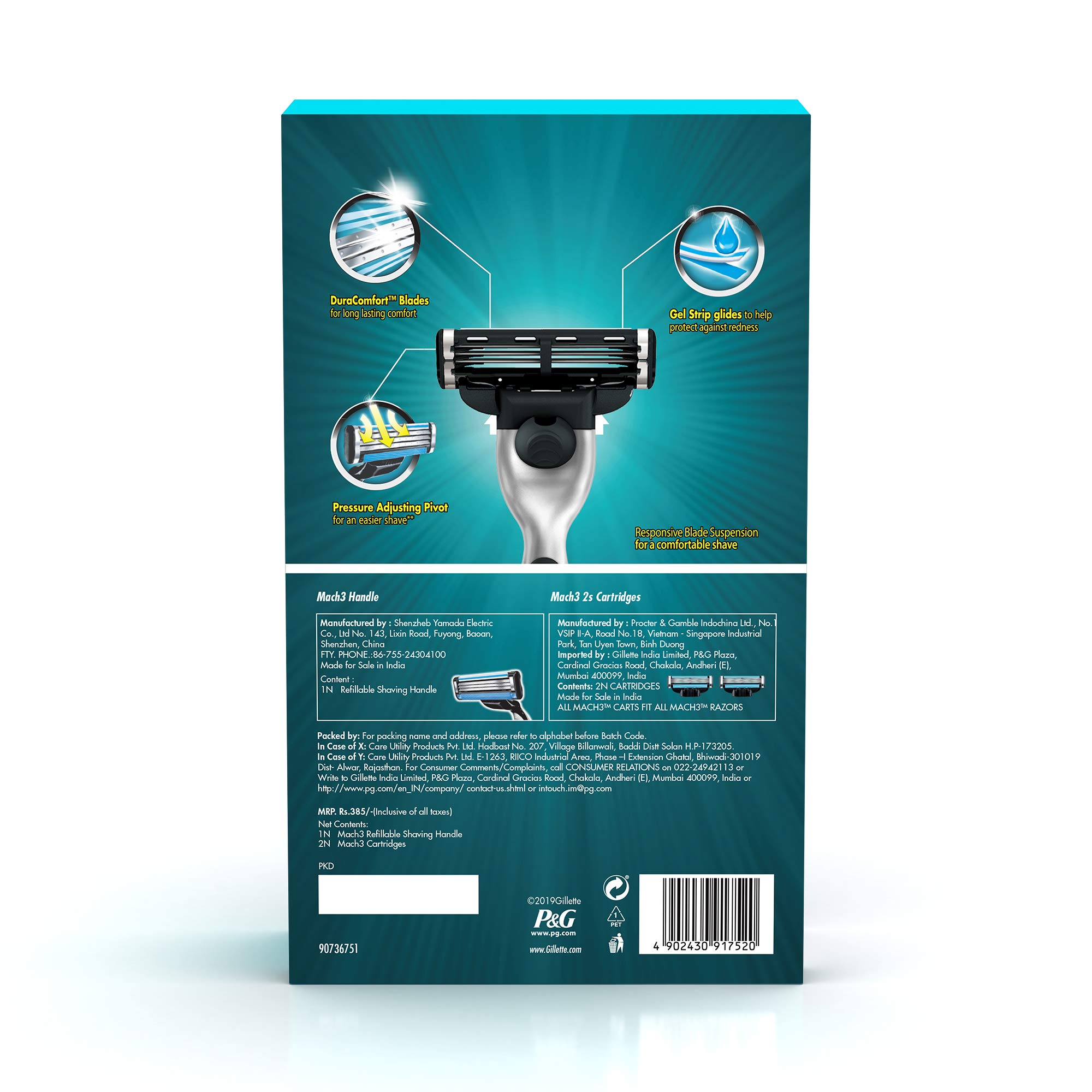 Gillette Mach 3 Shaving Razor + 1 Shaving Blade (Cartridge) and Gillette Classic Regular Pre Shave Foam, 418g with 33% Extra Free 1