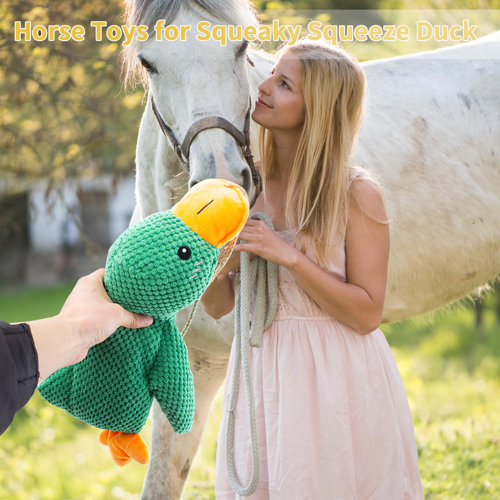 Pato de peluche chirriante, juguete interactivo para caballos, pelota de juguete interactiva para caballos, juguete de peluche para mantenerlos ocupados