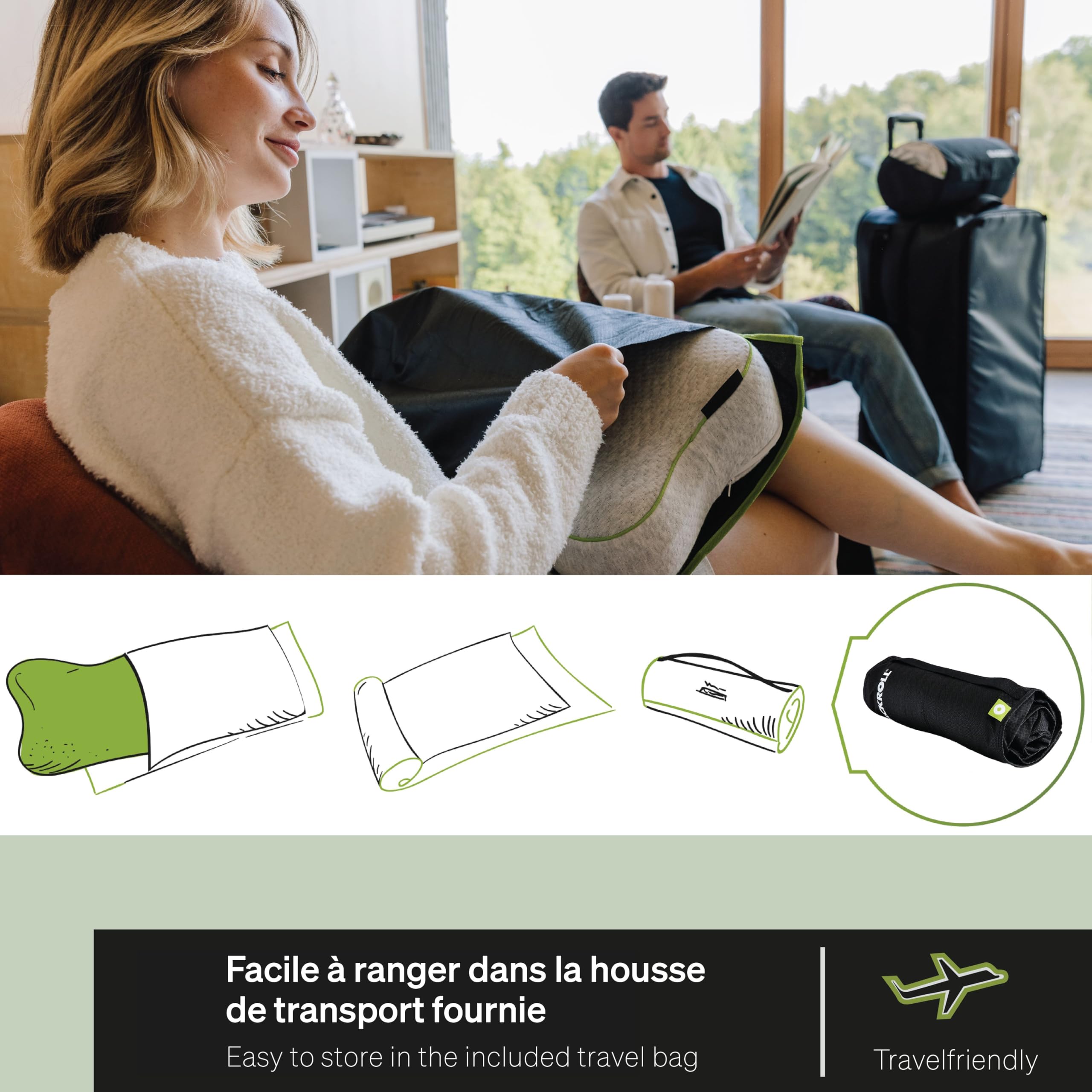 BLACKROLL® Recovery Pillow (50 x 30 cm) – Oreiller Ergonomique pour Un Sommeil réparateur, Oreiller Cervical en Mousse à mémoire de Forme en Viscose, avec Sac de Voyage, fabriqué en Allemagne