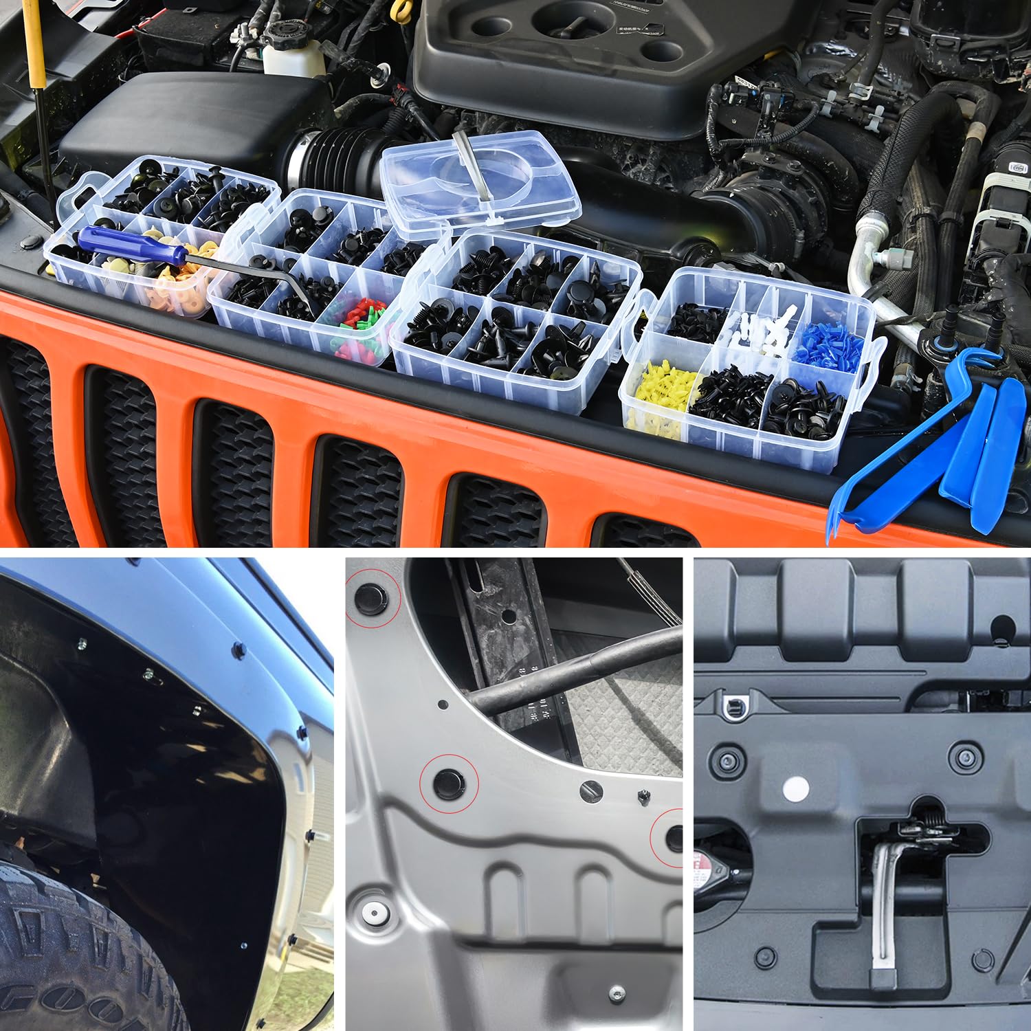 Nilight 860-teiliges Auto-Halterungsclips und Auto-Befestigungselemente, Sortiment – 26 beliebtesten Größen, Nylon, Stoßstangen-Nieten mit 10 Kabelbindern und Befestigungselementen, Entferner für