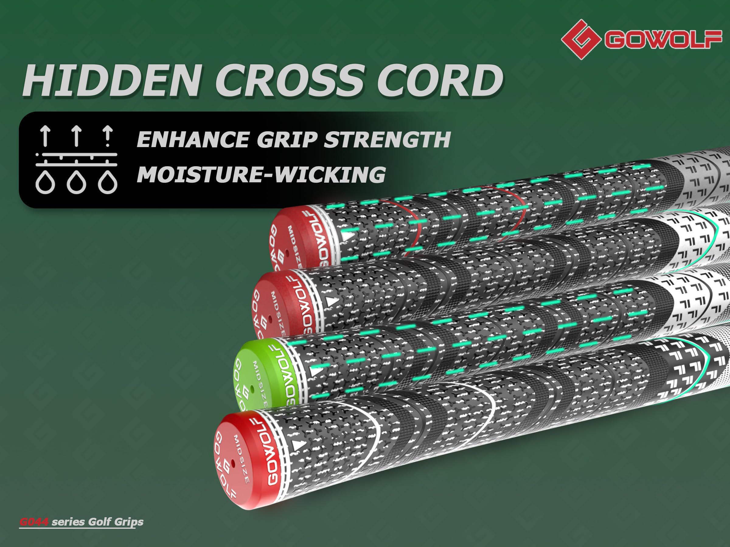 Gowolf Hochwertige Golfschlägergriffe aus natürlichem Gummi, verbesserte Kontrolle, Multi-Compound-Hybrid-Golfschlägergriffe, 13 Stück