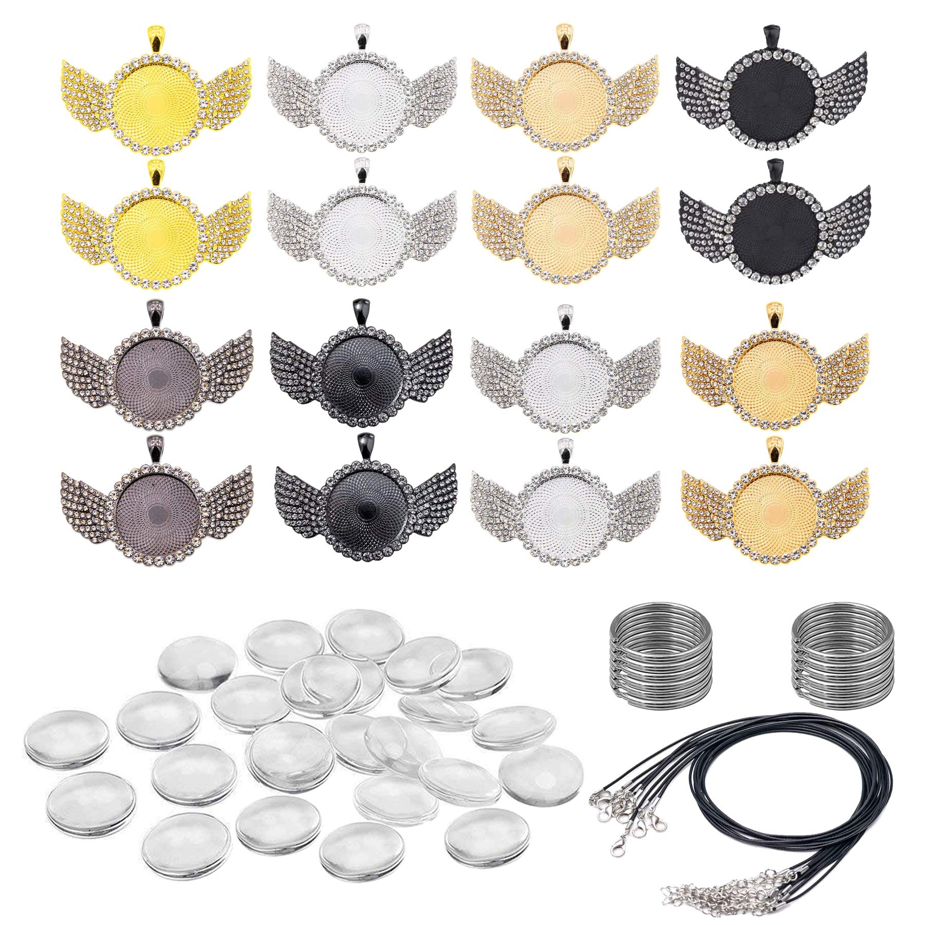 62PCS Plateaux De Pendentif De Lunette En Strass Et Cabochons