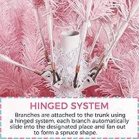 Vista 44 de Yaheetech Árbol de Navidad artificial preiluminado de 4.5 pies con luces blancas cálidas incandescentes, árbol de Navidad preiluminado completo