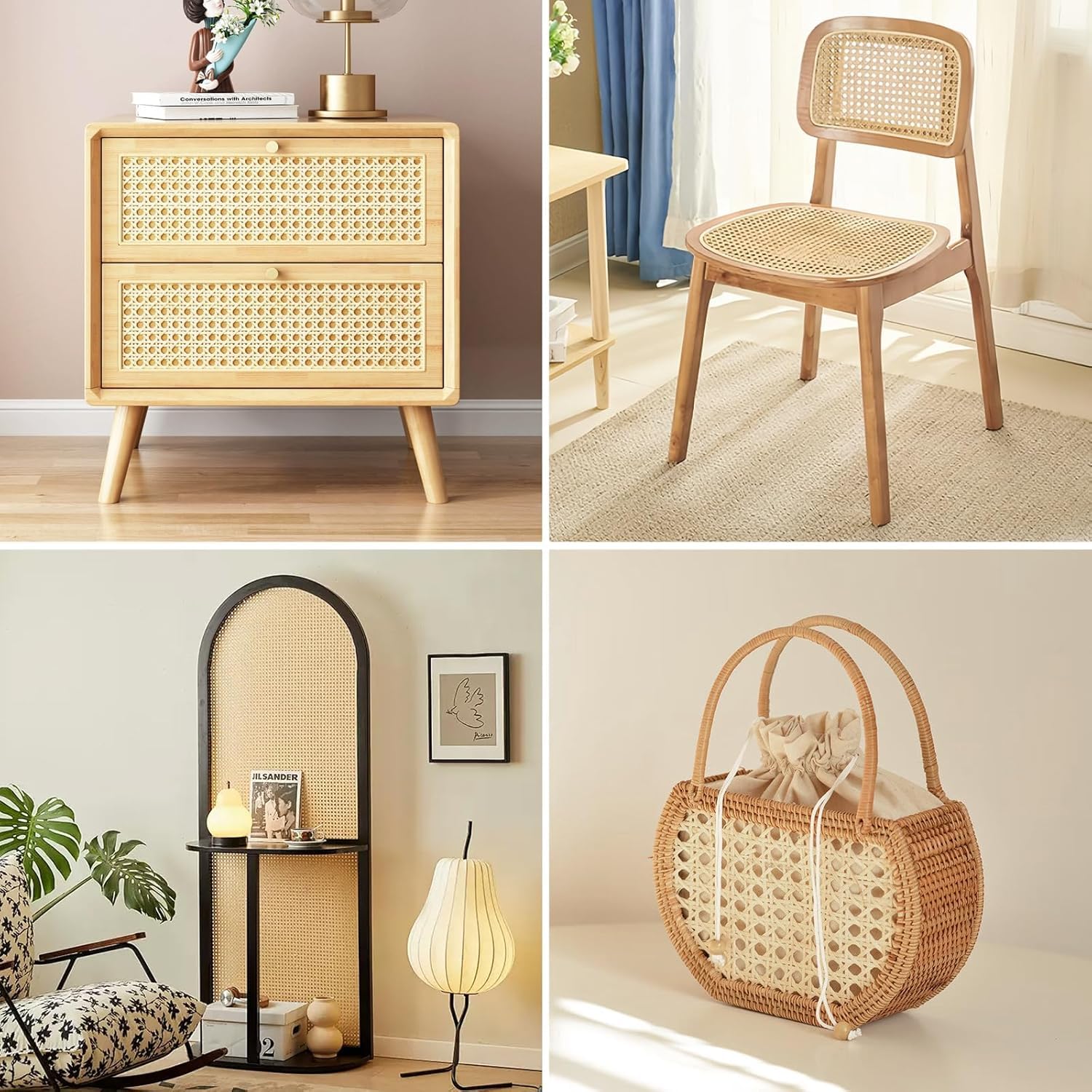 Rattan Rotolo Naturale,35 x 200cm Fatto a mano Fettuccia Rattan,per Riparazione di Sedie Decorazione Mobili Artigianato Fai da Te