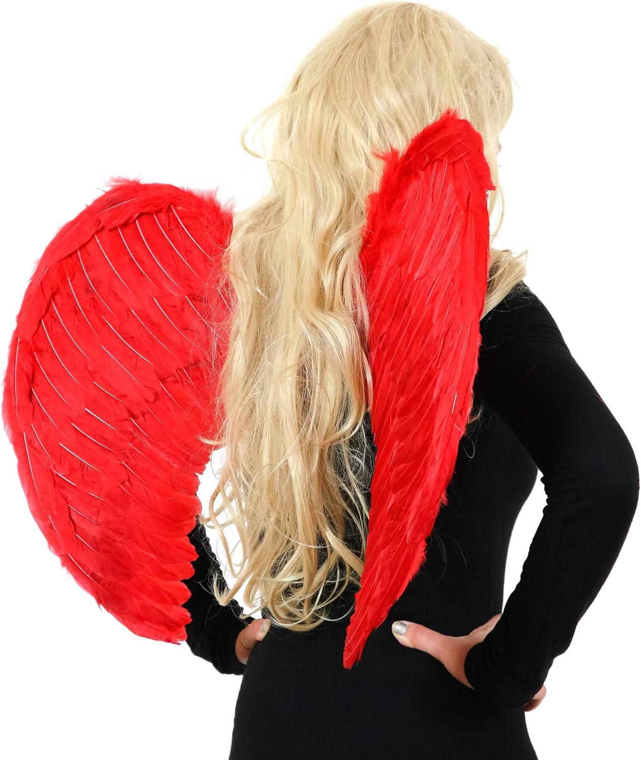 Yummy Bee - Wings - Angel Wings Feathers- Devil Fairy Fancy Dress Costume Party - Glitter - Large 60 x 40 cm (Red) - Image 4
