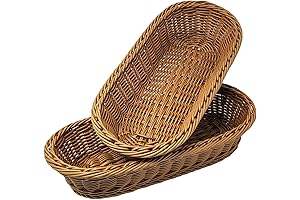 KOVOT Set of 2 Wicker Bread Baskets: The Perfect Kitchen Staple for Display and Serving