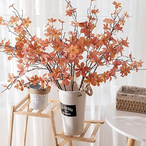 Miniatura 8 de 6 tallos de vegetación de otoño falsos, ramas de hojas artificiales de otoño, plantas sintéticas, hojas de eucalipto de seda para interiores y