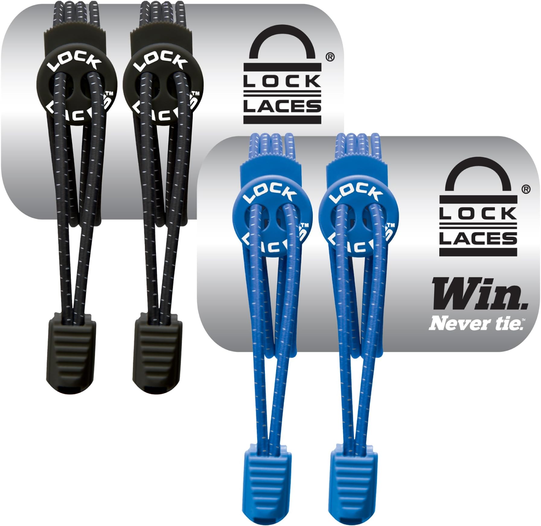 Lock Laces Elastic No Tie Shoe Laces (Multipacks) One Size Fits All, for Kids and Adults, Elastic No Tie Shoe Laces