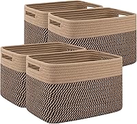 Vista 22 de Paquete de 4 cestas de almacenamiento para organizar, cestas tejidas para estantes, perfectas para juguetes, libros, toallas y ropa, cestas