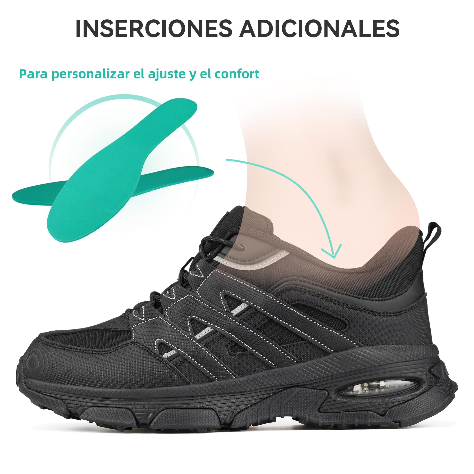 Zapatos de Senderismo Mujers Impermeables Ancho Bajo Zapatillas Trekking Botas Montaña Camping Ligeros Air Cushion