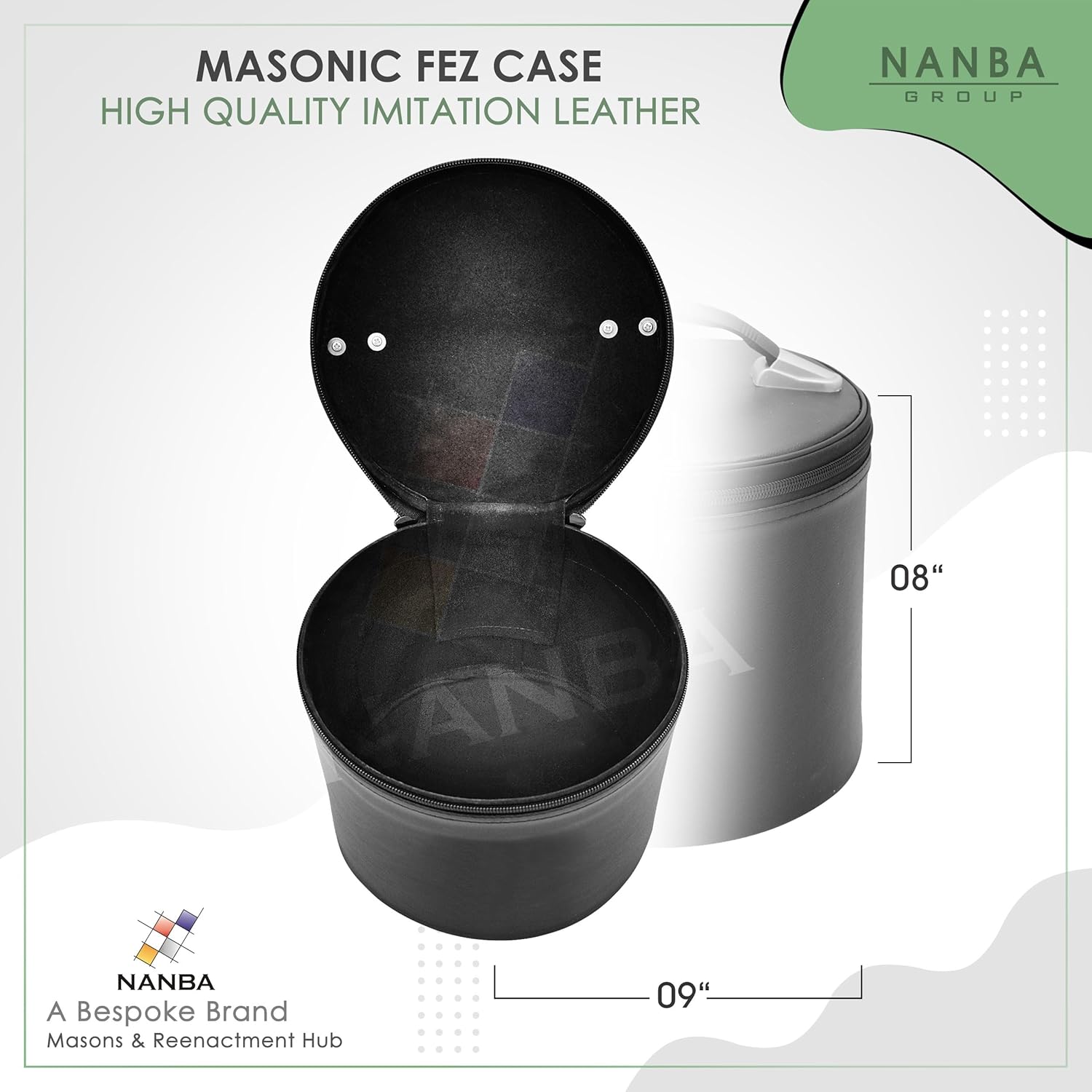 Deluxe Masonic Fez Cap Case – Black Imitation Leather Storage & Display Box | Freemasons Cap Cases (Black)