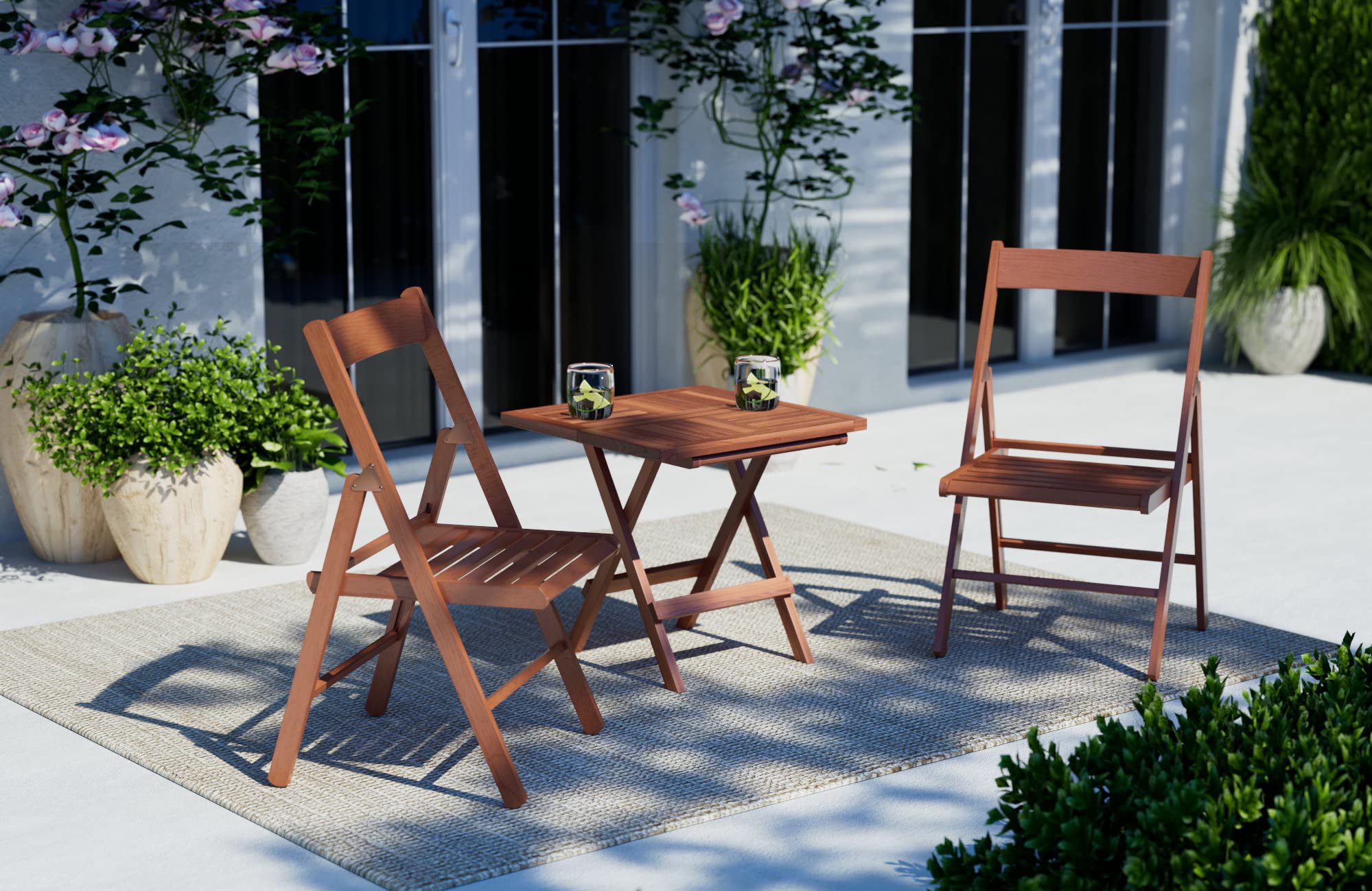AsinoX TEK.602 Table Pliante, en Teck, Marron, 50 x 50 x 50 cm