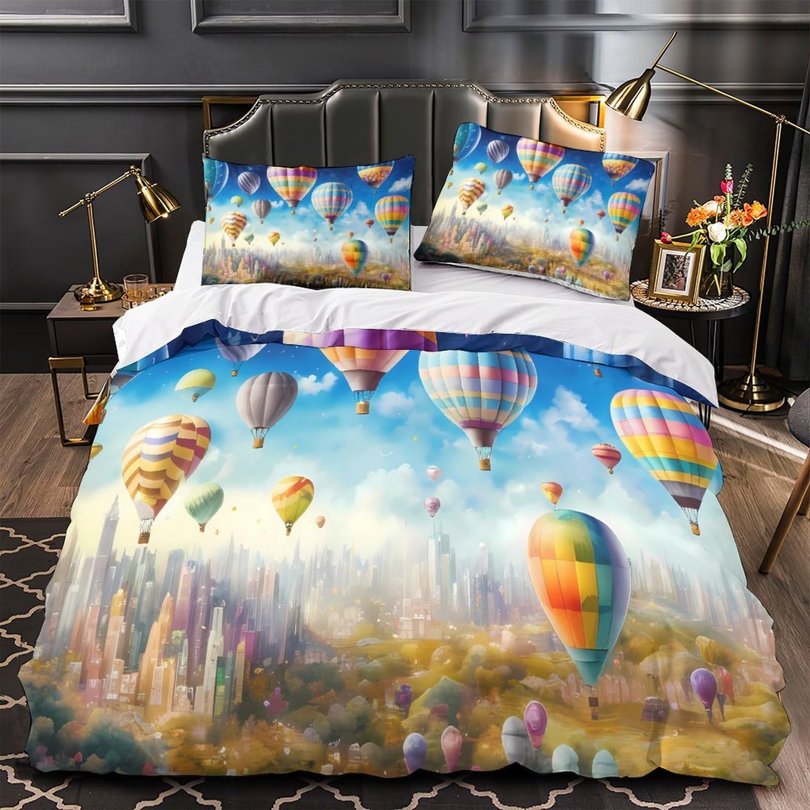 Housse de couette chevaux hypoallergique douce parure de lit super king en microfibre