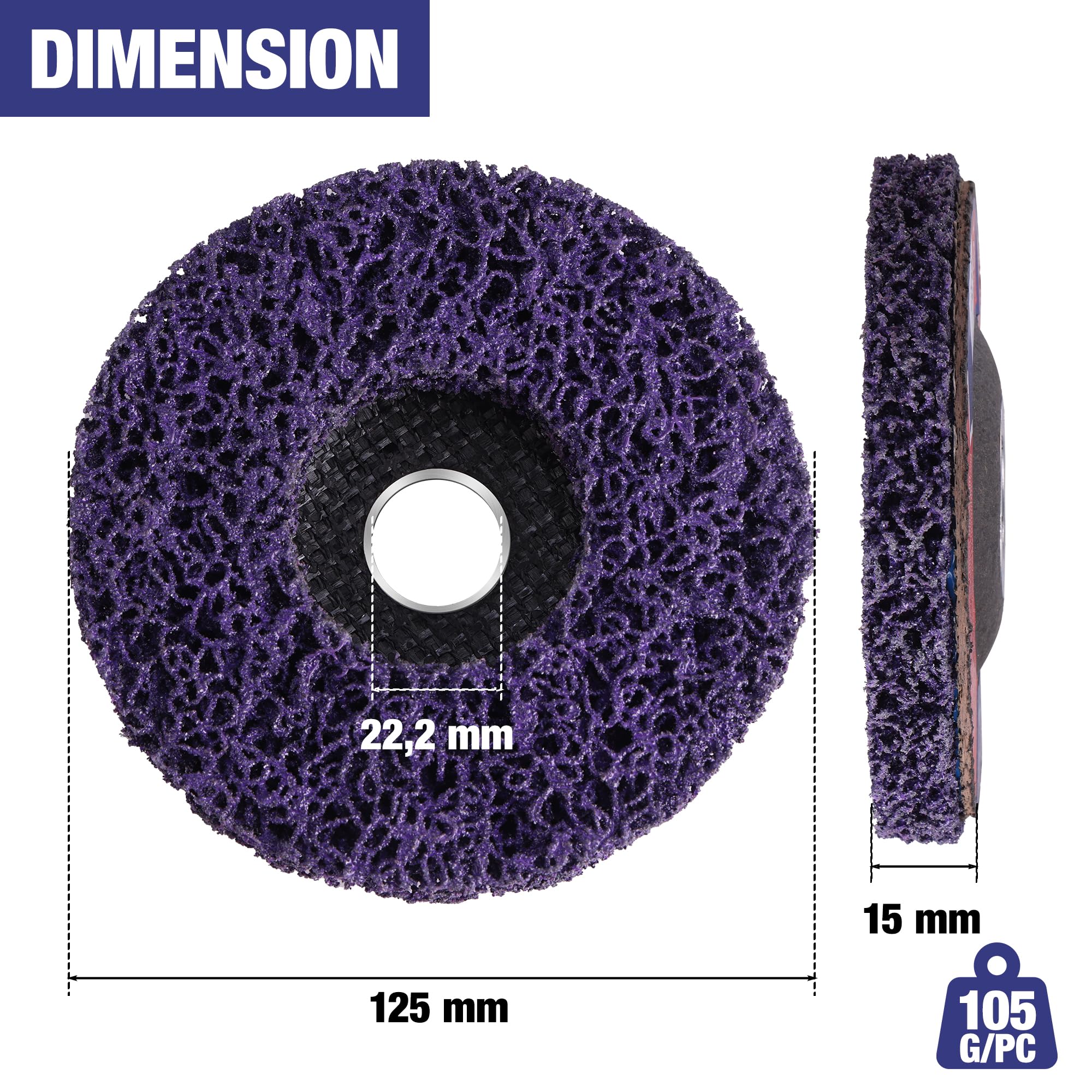 WORKPRO 6 Stück CSD Scheibe 125 mm Schleifscheiben Set, Reinigungsscheiben für Winkelschleifer zum Entfernen von Rost & Farbe, abrasive Winkelschleifer Scheiben zur Grobreinigung