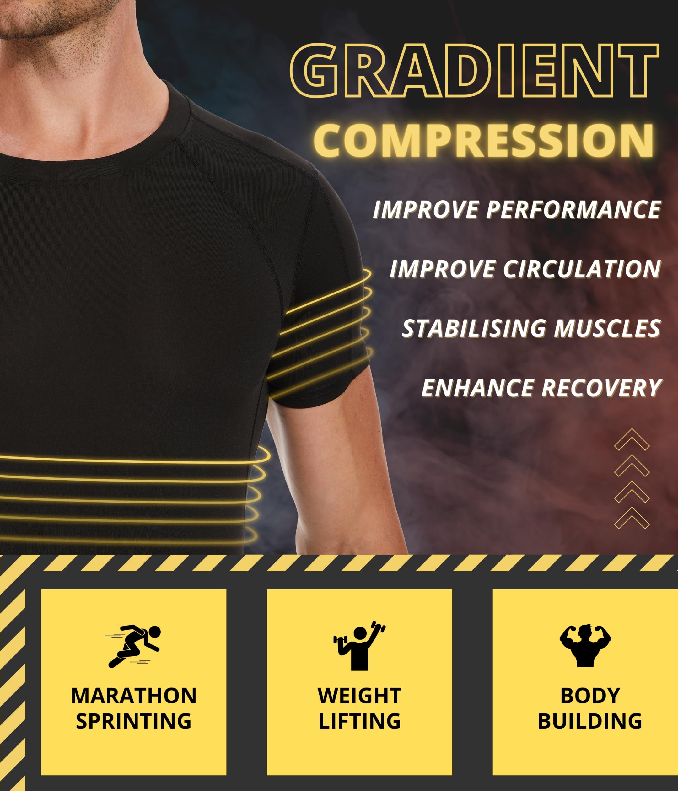 AMZSPORT Maglia a Manica Corta Compression da Uomo Sport Palestra