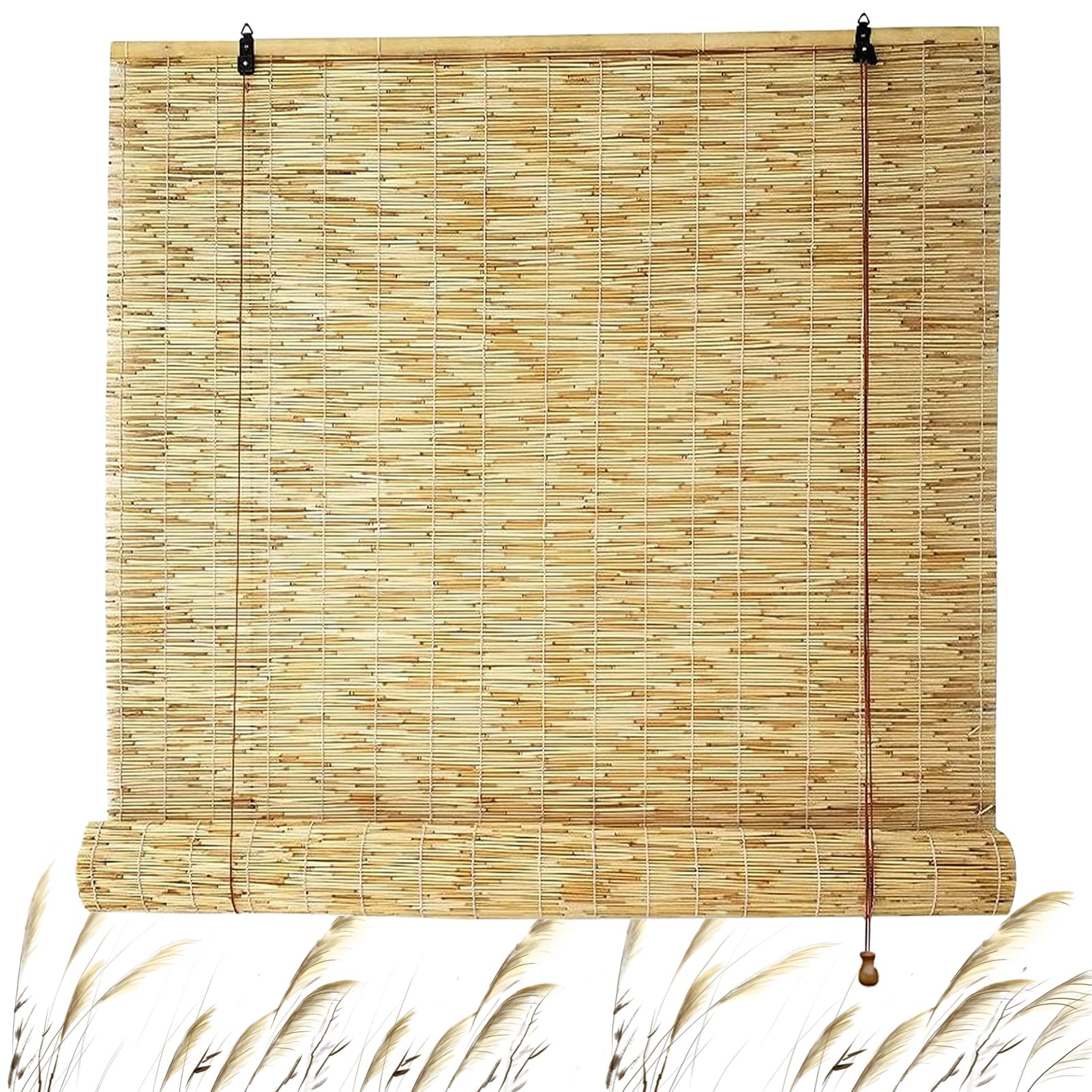 Outdoor Roller Reed Blinds Porch Bamboo Shades Natural Retro Reeds Curtain Bamboo Roman Blind 40 60 80 100 120 140 150 160 180cm Bamboo Roller Blinds Customizable For Door Windows Patio Sunshade