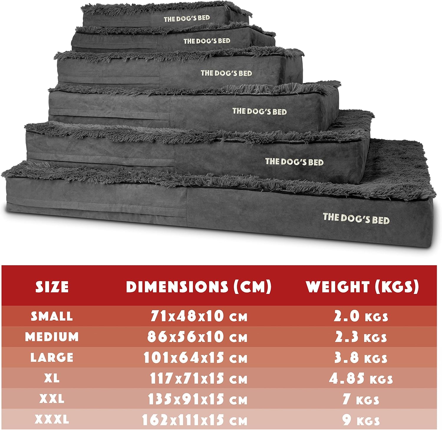 The Dog’s Bed Replacement Outer Cover, Fur Fabric, Grey Fur, XXXL, 6-Inch