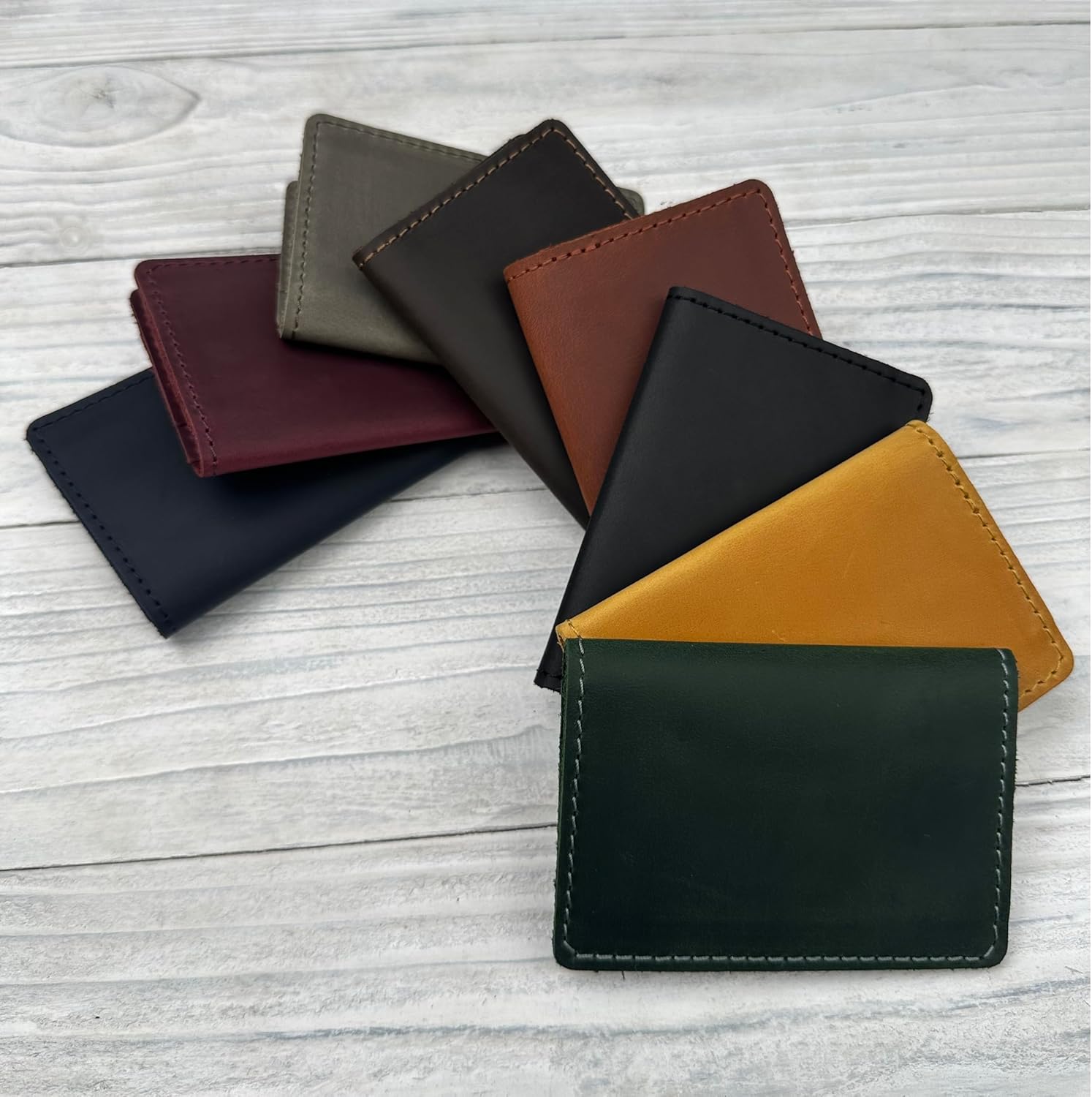 Leather Card Holder for Men Women, Slim Minimalist Credit Card Wallet (Green) - Image 5