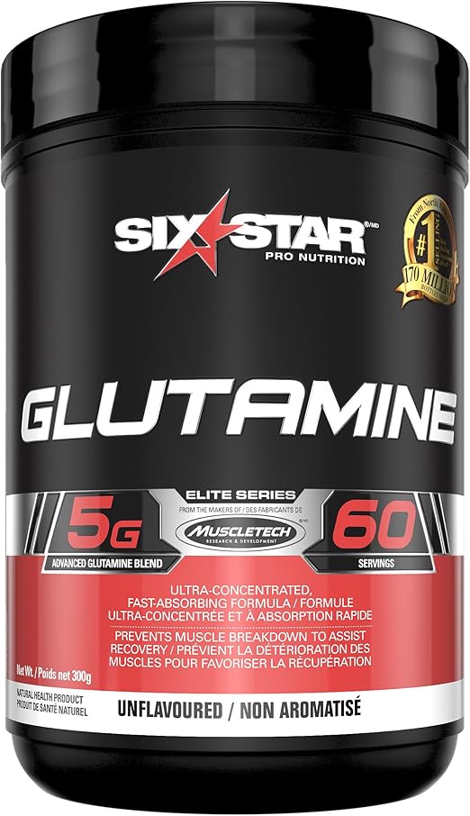 Glutamine Powder, Six Star L Glutamine Powder, Post Workout Muscle Recovery Supplements, L