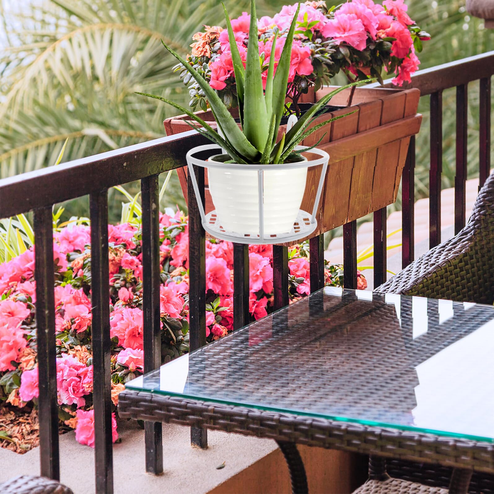 Mikikit 3piezas Estantería Colgante Para Flores De Balcón De Hierro Soporte Para Macetas Jardín Terraza