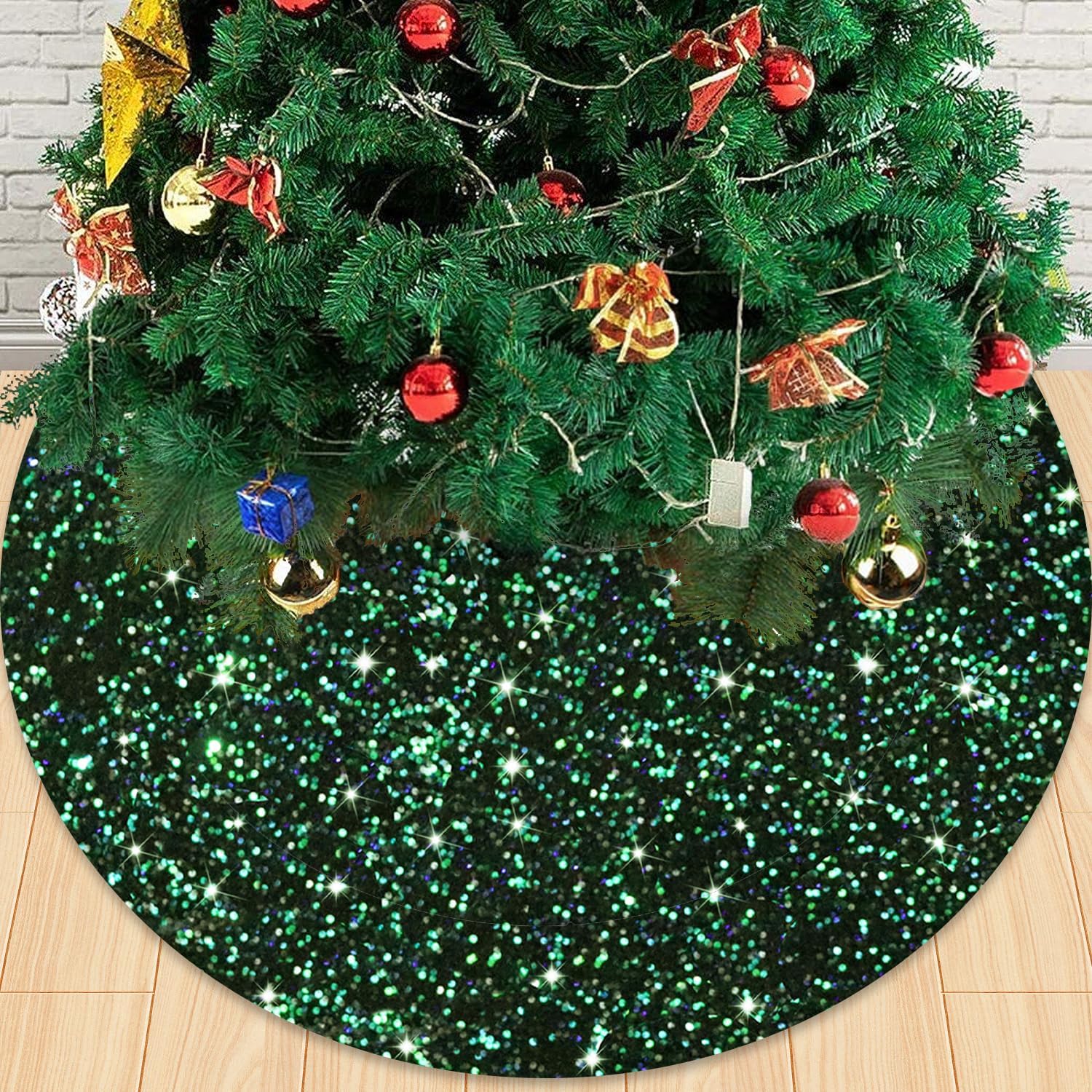FOTSHARER Merry Christmas Tree Skirt Green Black 21 In