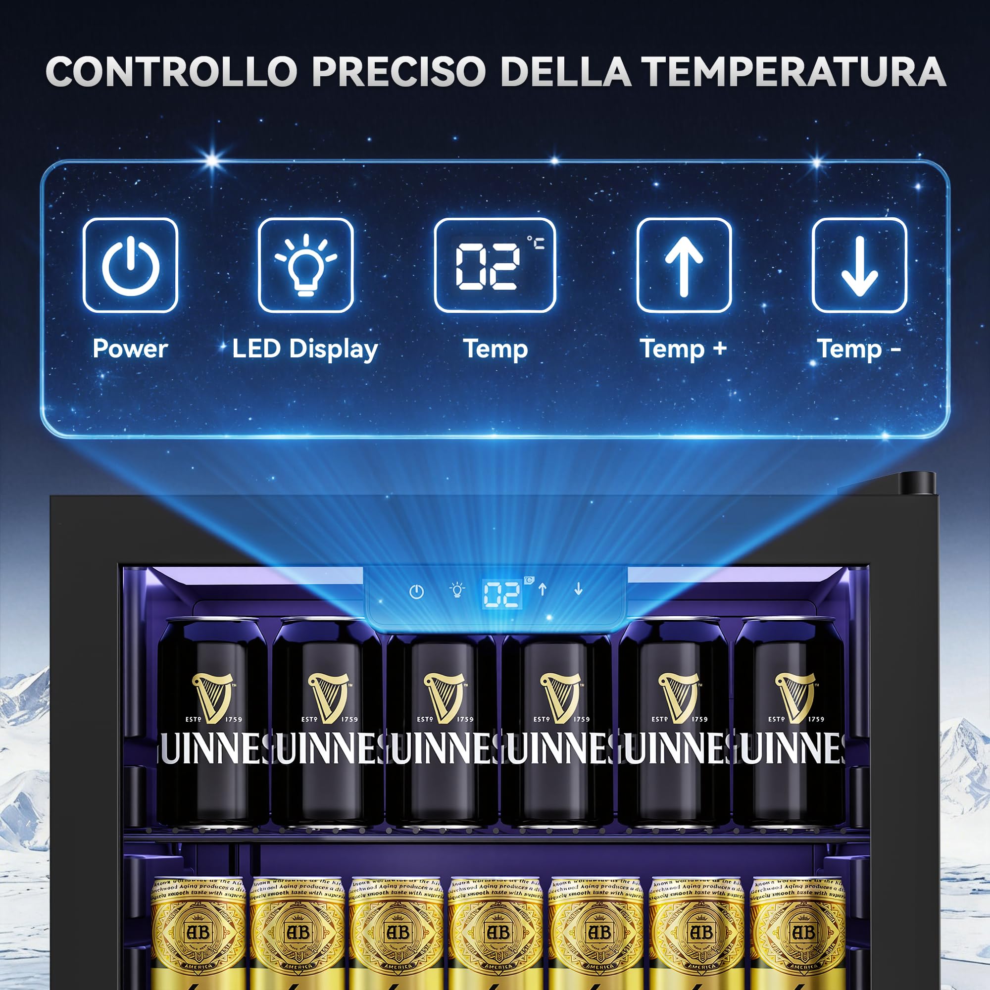 TRIUMPHKEY Frigorifero per Bevande 86L con Porta in Vetro, Frigo Bevande con 4 Ripiani Regolabili, Capacità fino a 130 Lattine, Mini Frigo per Birra e Bibite, Ideale per Casa, Bar e Ufficio