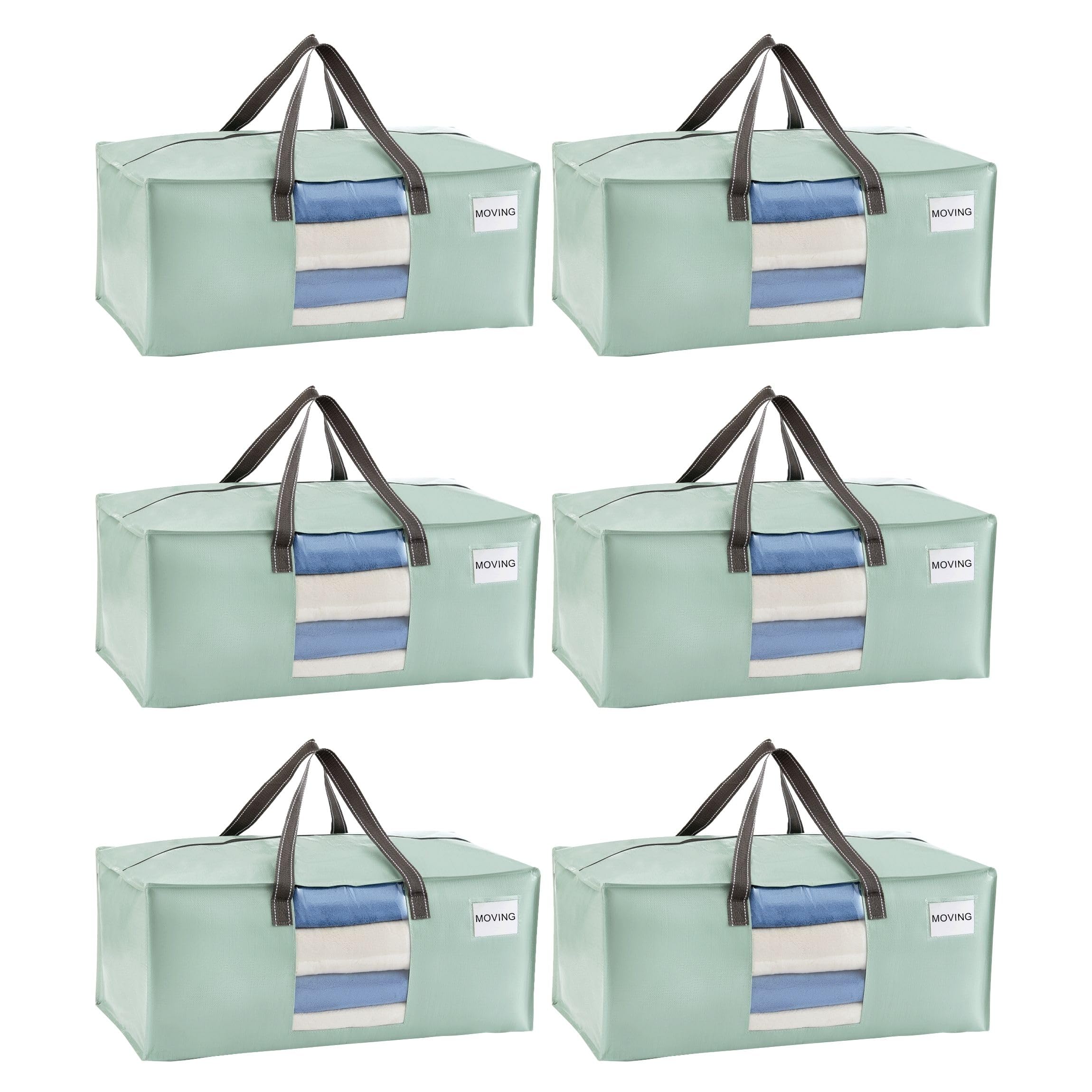 VENO 6 Pack Moving Bags Extra Large Storage Bags for College Move-In, Heavy-Duty Storage Totes, Packing Boxes