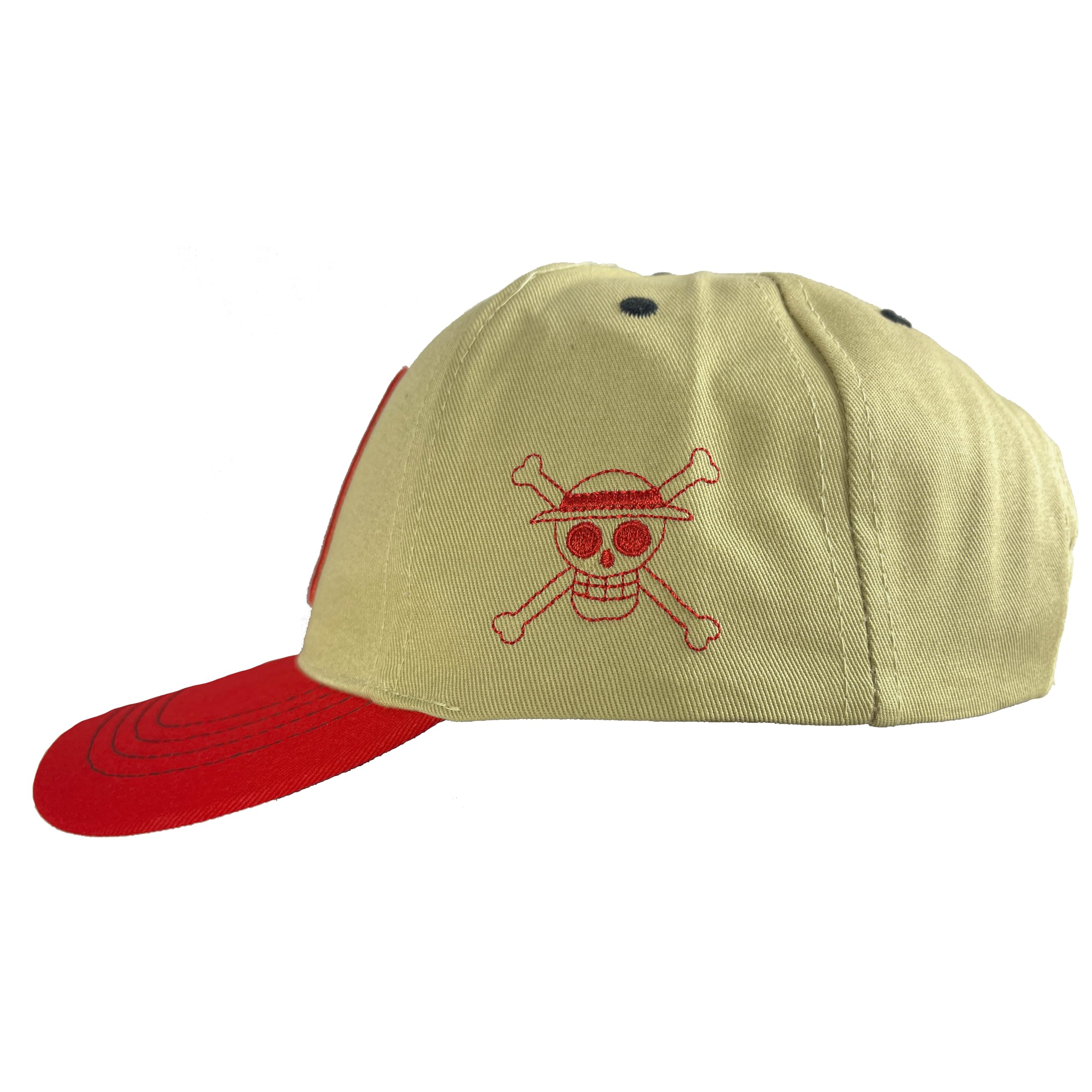 One Piece Oficial Gorra Hombre Luffy Straw Hat Baseball Cap Beige Rojo