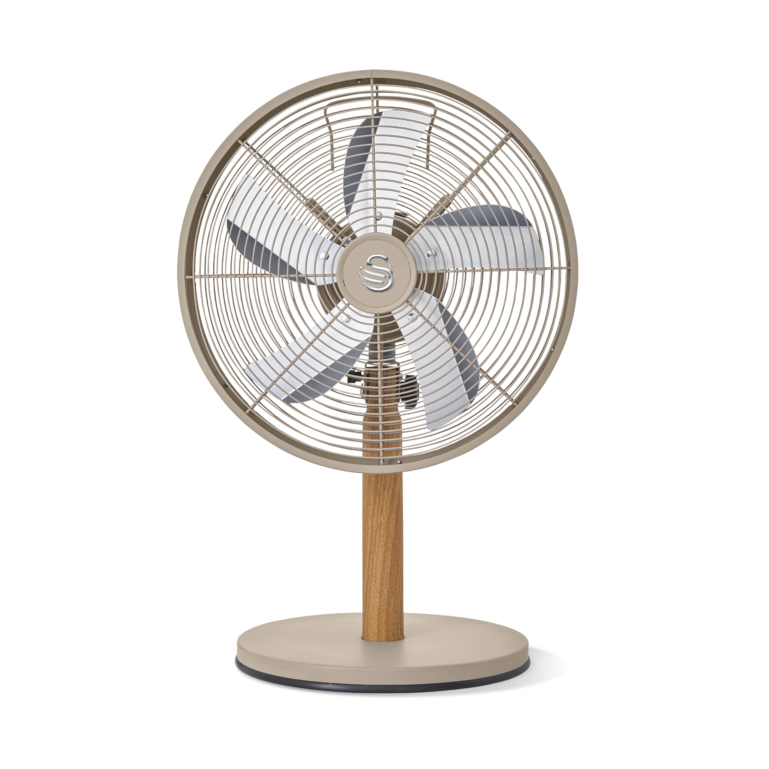 Swan Nordic 12 Inch Desk Fan with 5 Blades, 3 Speed Settings, Horizontal Oscillation, Adjustable Tilt and Low Noise Output for Bedrooms and Offices, Oatmeal, SFA16920OAT