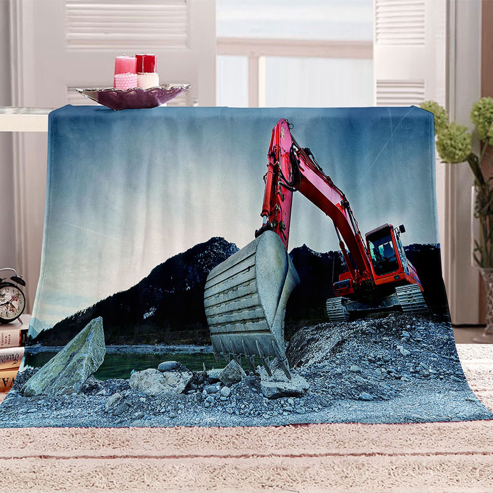 Couverture personnalisée excavateur 3D grand plaid à offrir aux enfants