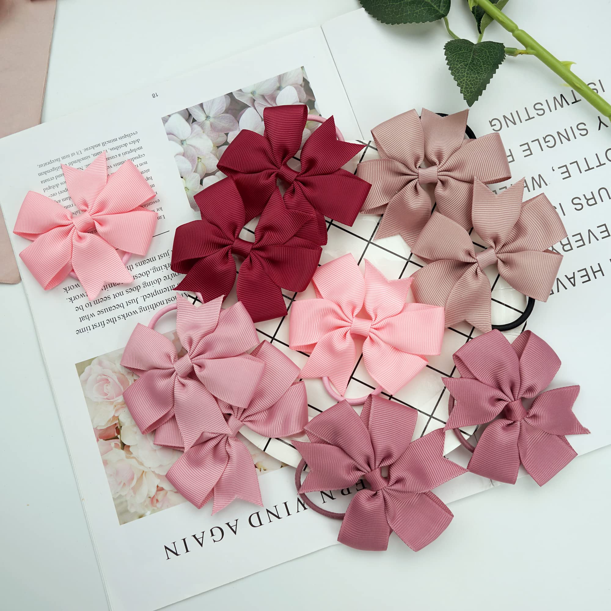 JOYOYO 40 Pcs Hair Bow Bobbles for Girls and Toddlers Hairbands Hair Bows - Medium Size 3 Inch Ribbon Bows Pinwheel Style Pastel Colors - Image 4